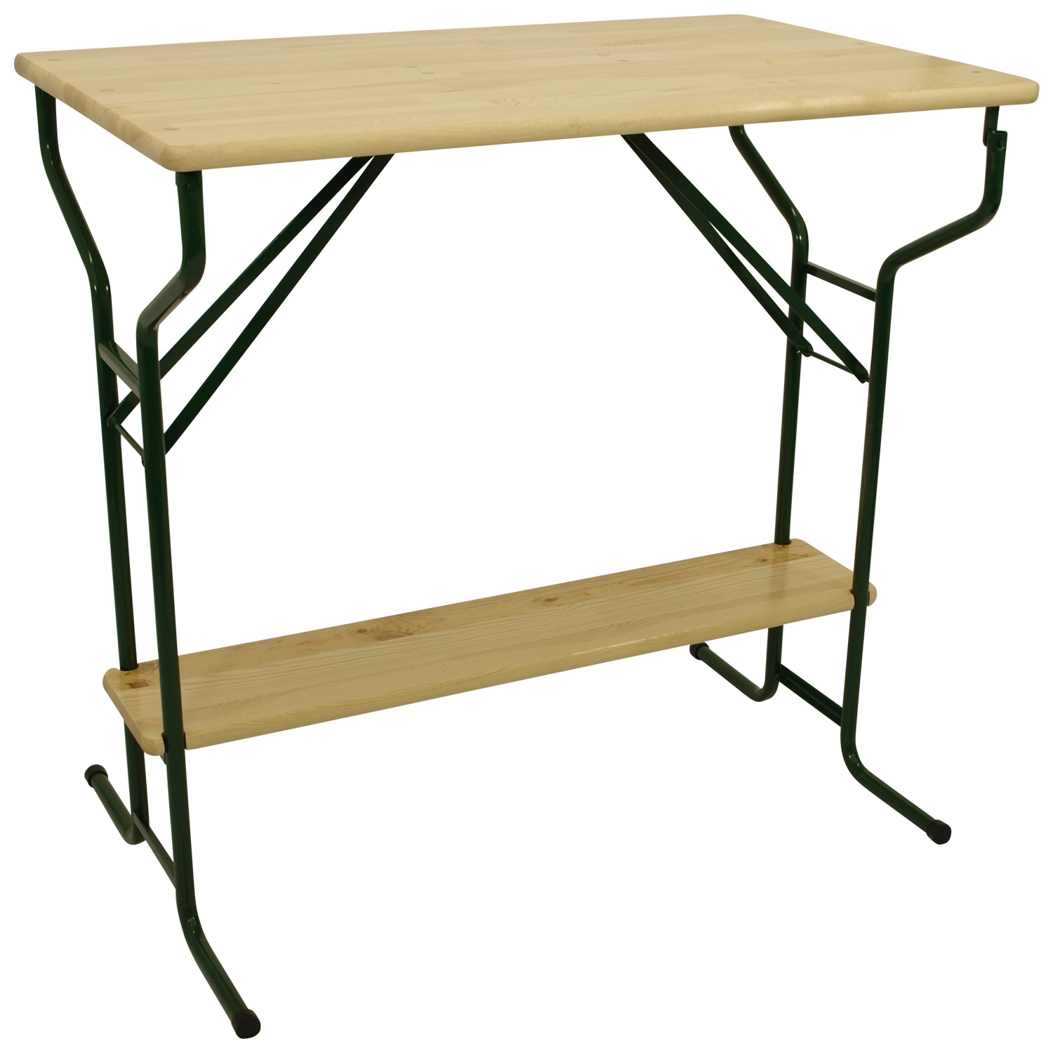 DEGAMO Stehtisch BAMBERG 113cm klappbar, Metall + Holz lackiert, mit Fuss-St&uuml;tze 