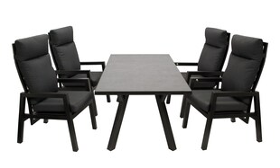 DEGAMO Garnitur MANCIANO 5-teilig, Aluminium dunkelgrau, mit Polstern grau, Tisch dunkelgrau 