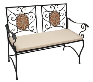 DEGAMO Bank LUCCA 2-sitzer, Eisen schwarz mit Mosaikeinlagen terracottafarben und Polster 