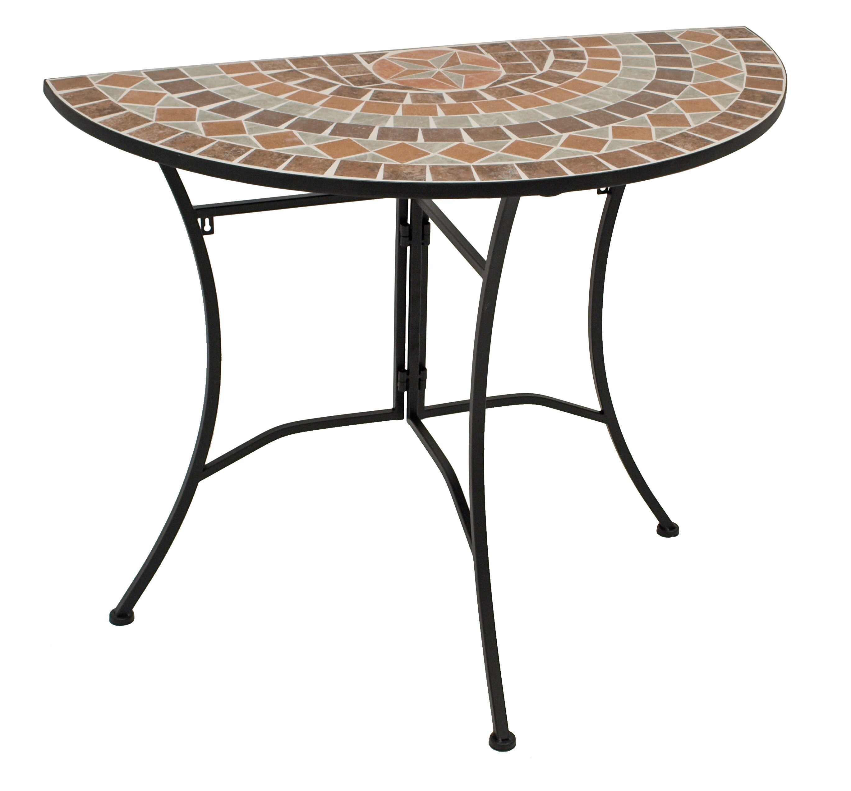 DEGAMO Wandtisch LUCCA halbrund 45x90cm, Eisen + Mosaik terracottafarben 