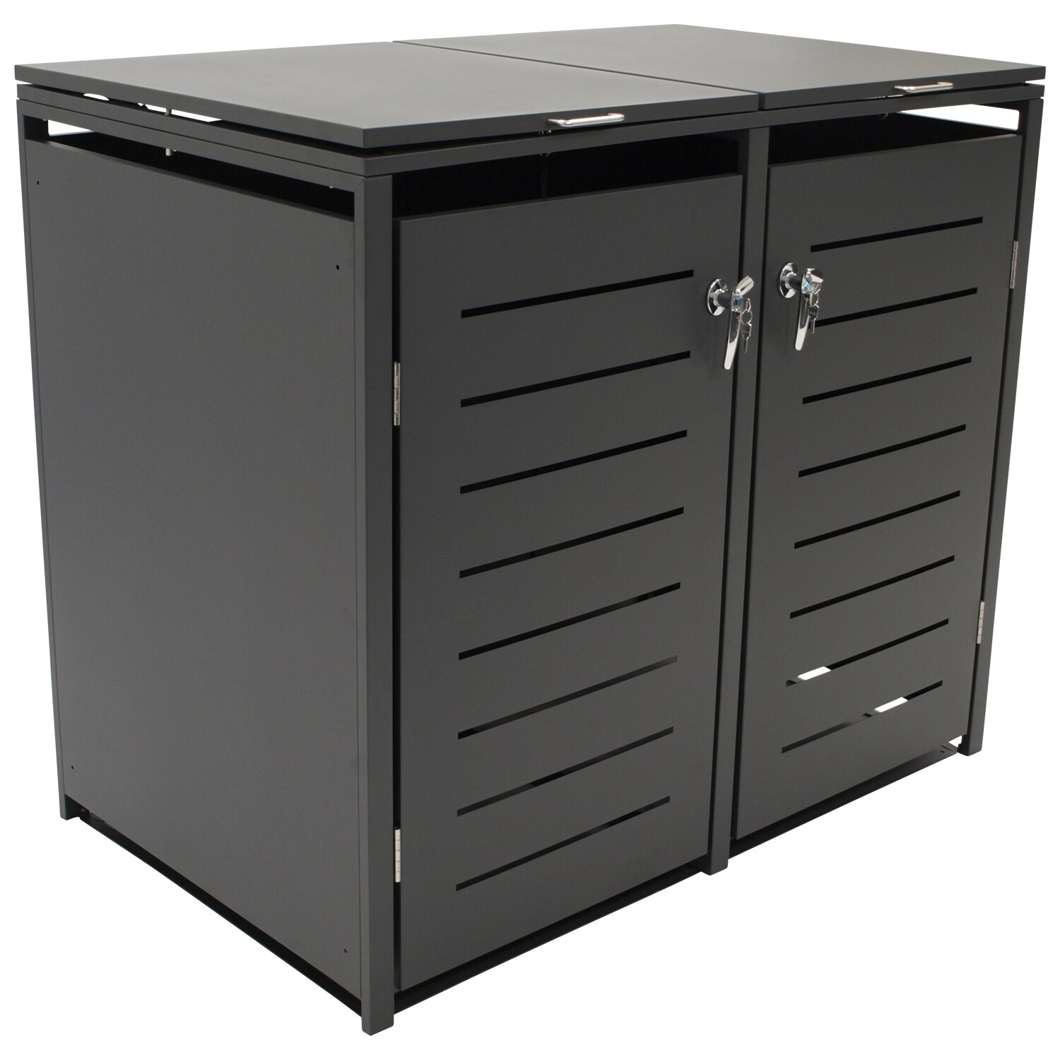 DEGAMO M&uuml;lltonnenbox 132x80x116cm f&uuml;r 2x Tonnen 120 und 240 Liter, Stahl anthrazit 