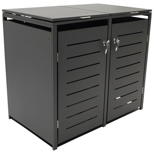 DEGAMO Mülltonnenbox 132x80x116cm für 2x Tonnen 120 und 240 Liter, Stahl anthrazit 