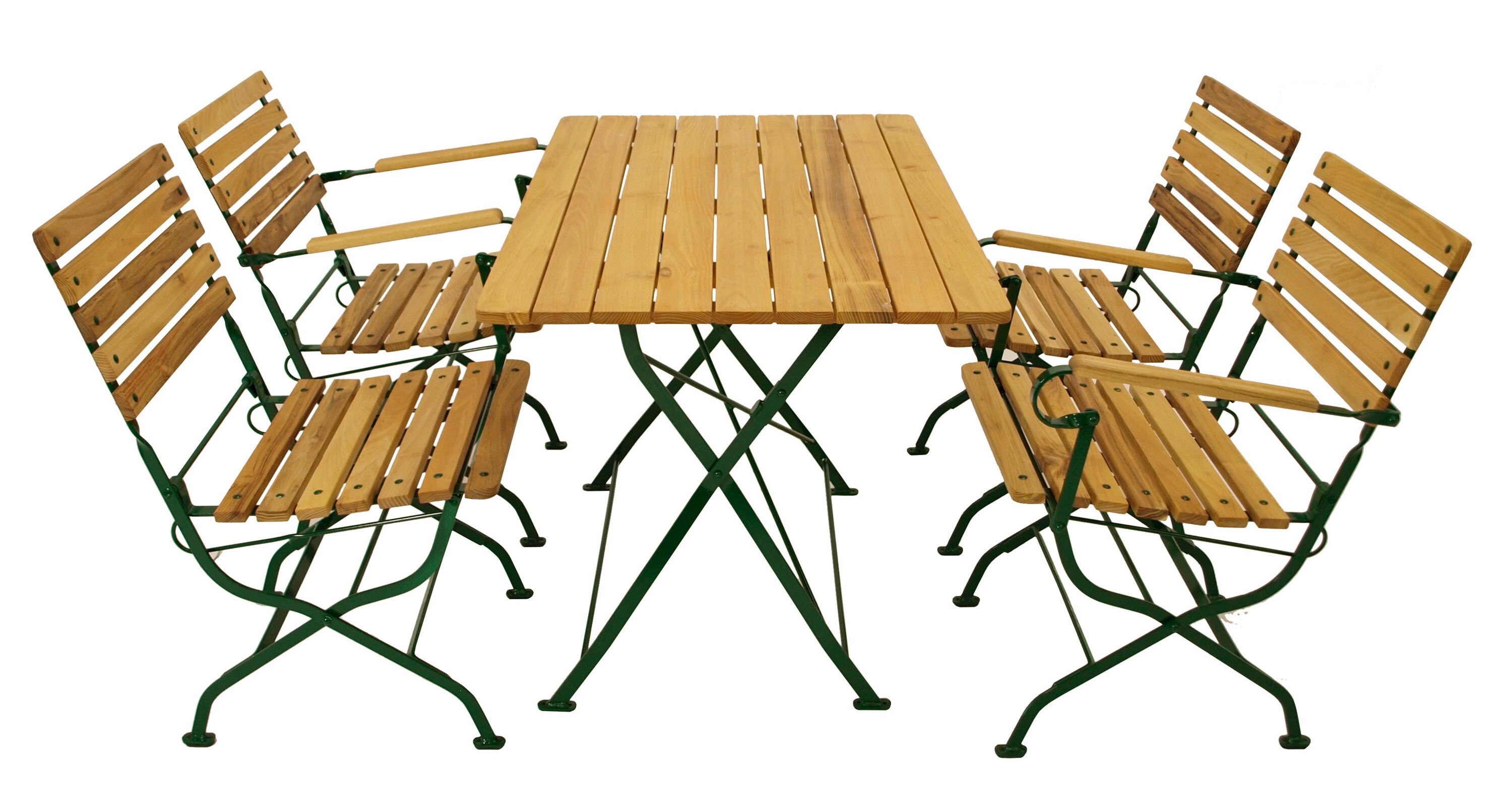 DEGAMO Klappgarnitur PASSAU 5-teilig, Flachstahl gr&uuml;n + Robinie, klappbar 