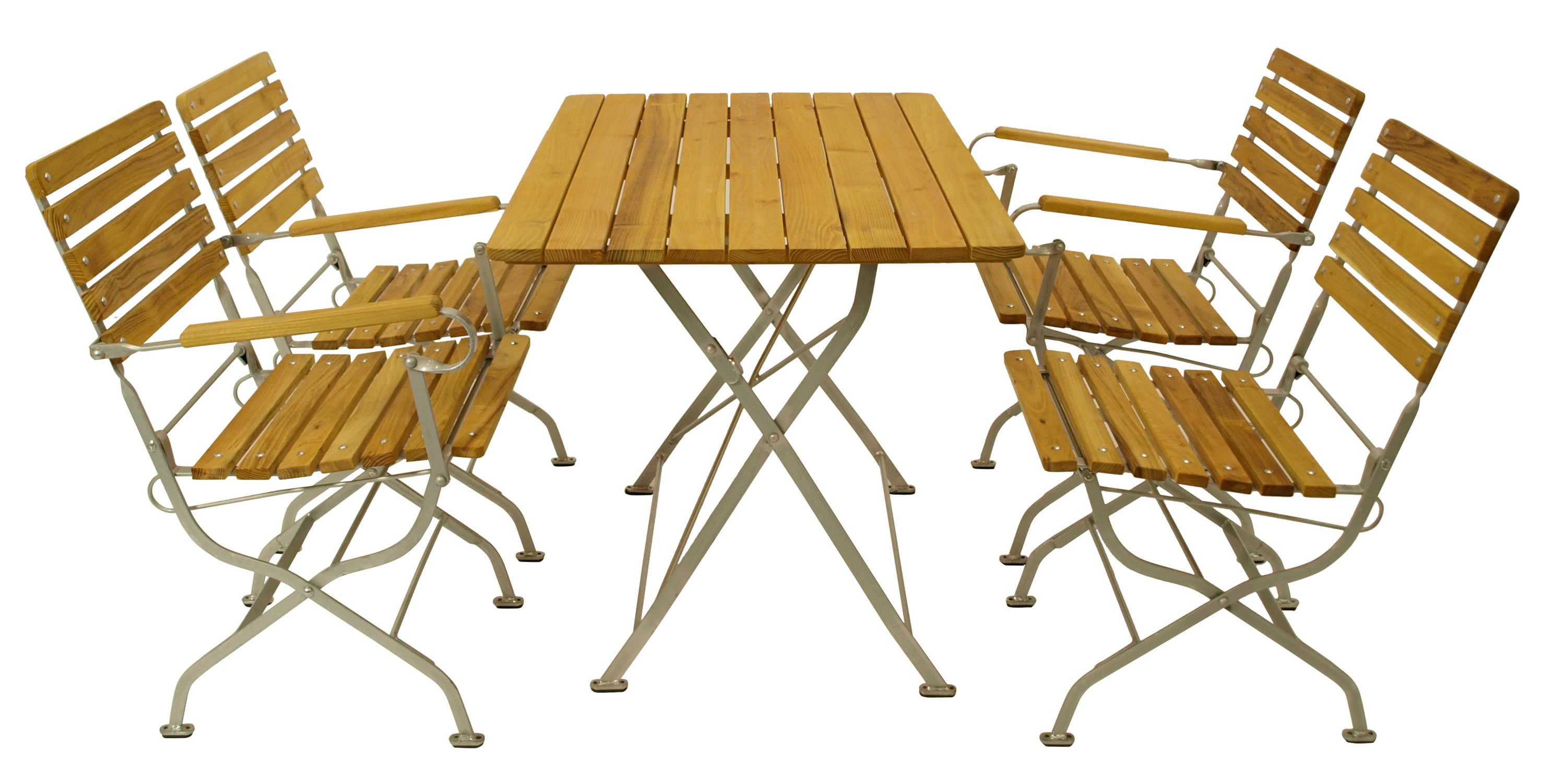 DEGAMO Klappgarnitur PASSAU 5-teilig, Flachstahl verzinkt + Robinie, klappbar 