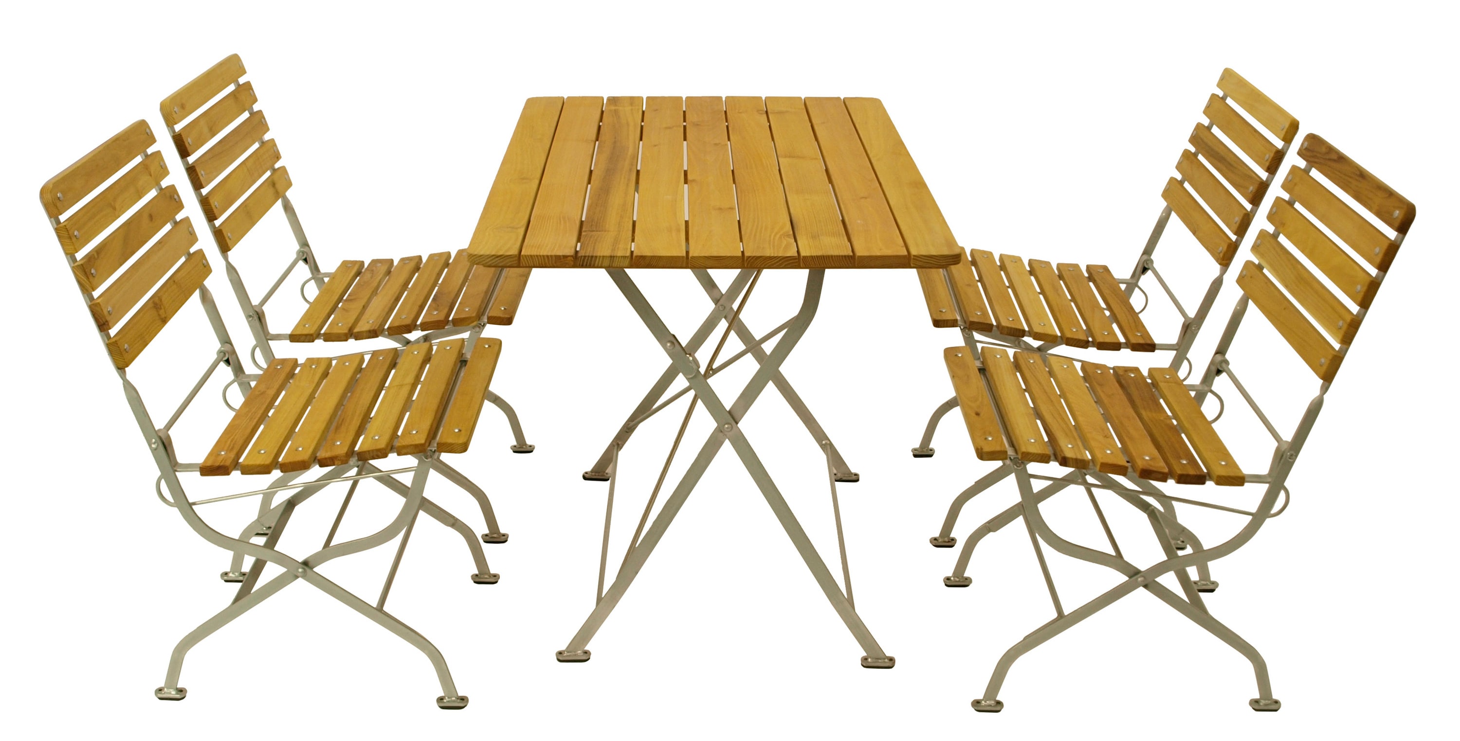 DEGAMO Klappgarnitur PASSAU 5-teilig, Flachstahl verzinkt + Robinie, klappbar 