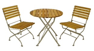 DEGAMO Klappgarnitur PASSAU 3-teilig, Flachstahl verzinkt + Robinie, klappbar 