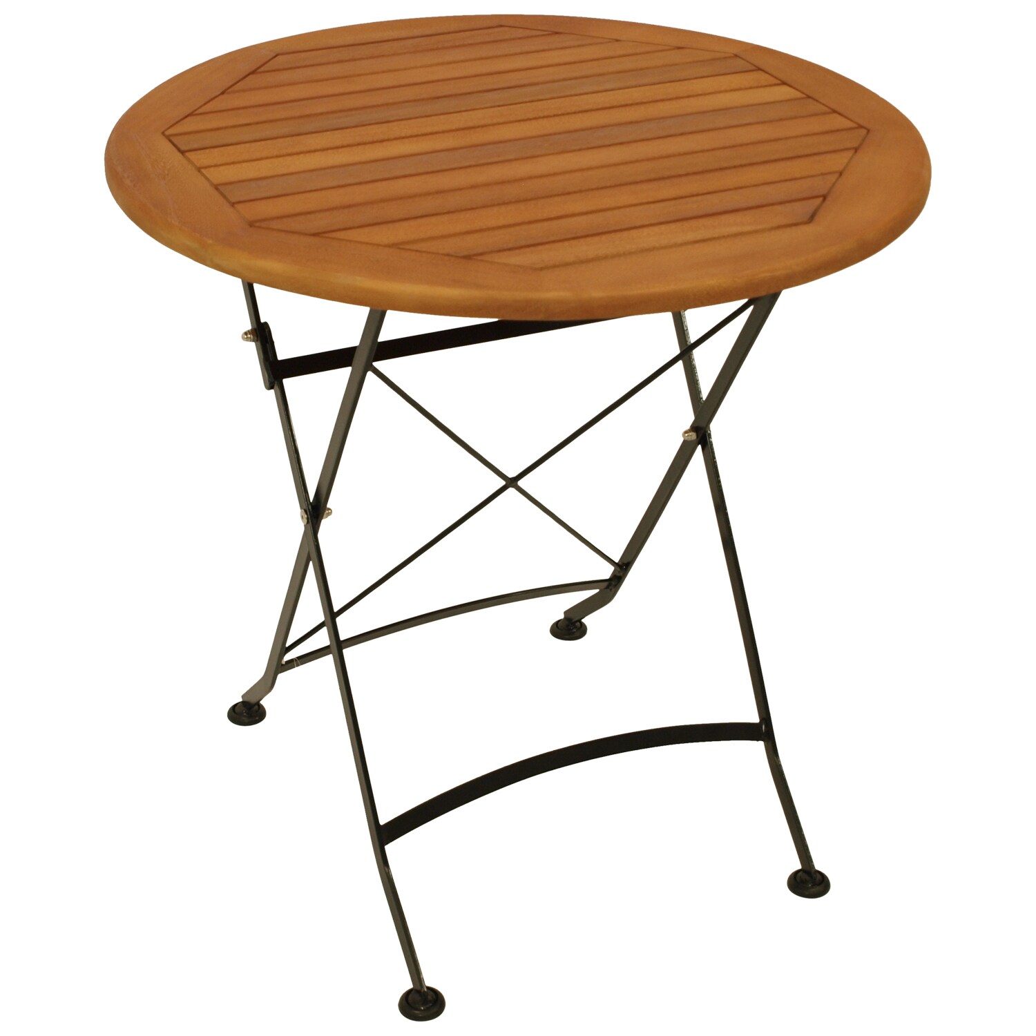 DEGAMO Klapptisch HOFGARTEN 75cm rund, Flachstahl schwarz + Eukaylptus, FSC&reg;-zertifiziert 