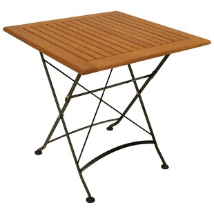 DEGAMO Klapptisch Hofgarten 75x75cm, Flachstahl schwarz + Eukaylptus, FSC®-zertifiziert 