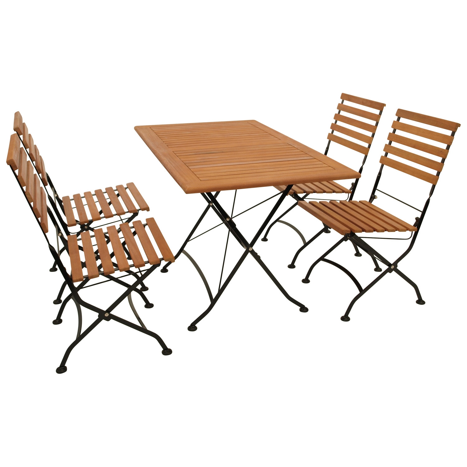 DEGAMO Klappgarnitur HOFGARTEN 5-teilig, Flachstahl schwarz + Eukalyptus, FSC&reg;-zertifiziert 