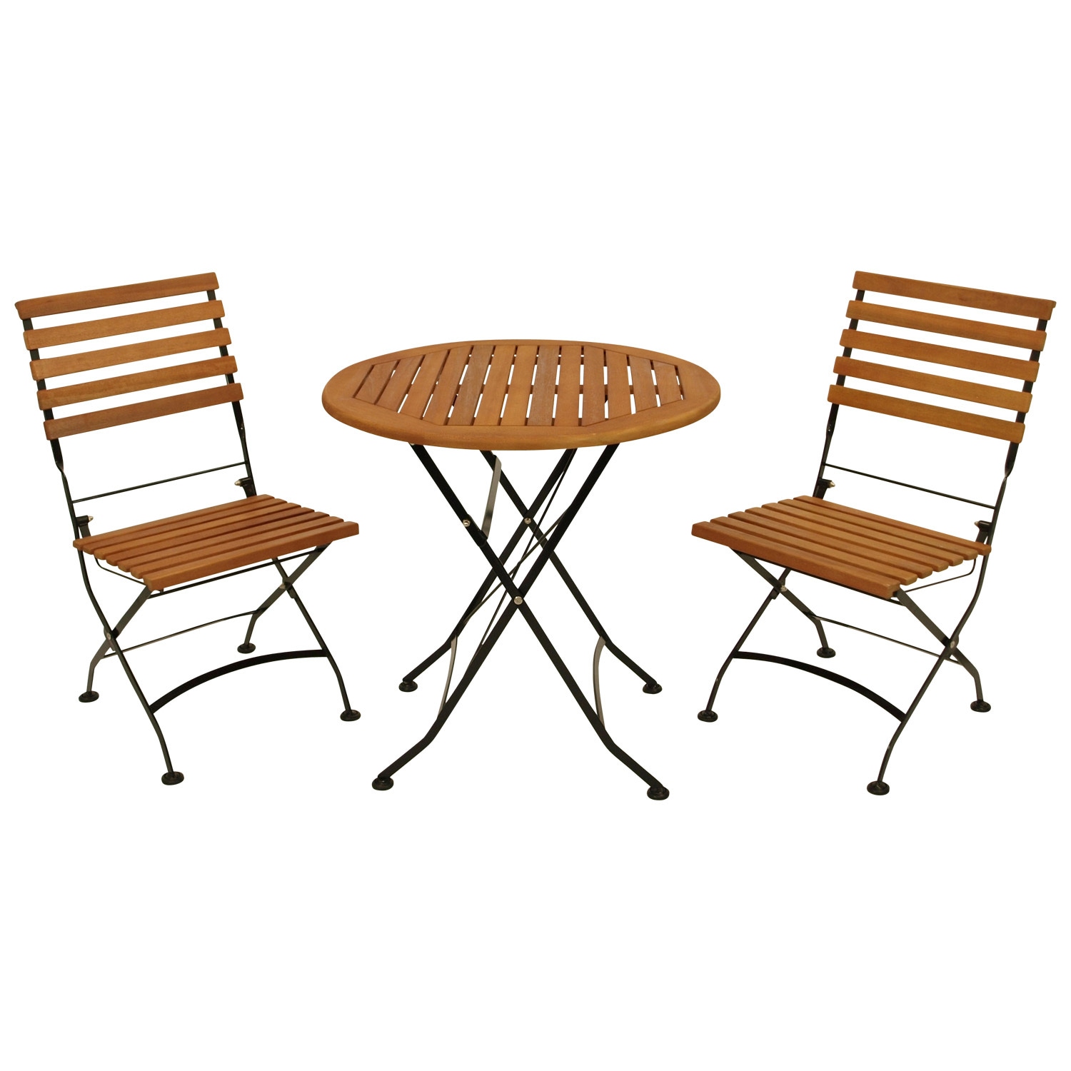 DEGAMO Klappgarnitur HOFGARTEN 3-teilig, Flachstahl schwarz + Eukalyptus, FSC&reg;-zertifiziert 