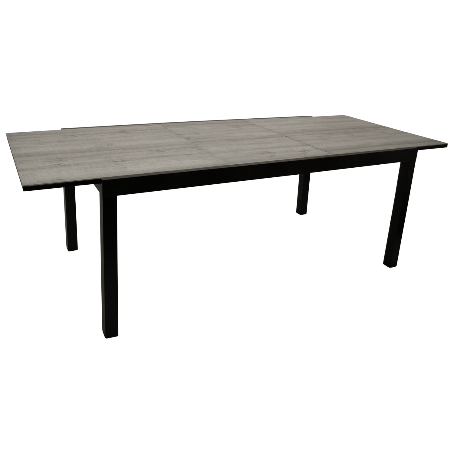 DEGAMO Ausziehtisch FARO 180/240x100cm, Aluminium anthrazit + Glas in Keramikoptik hellgrau 