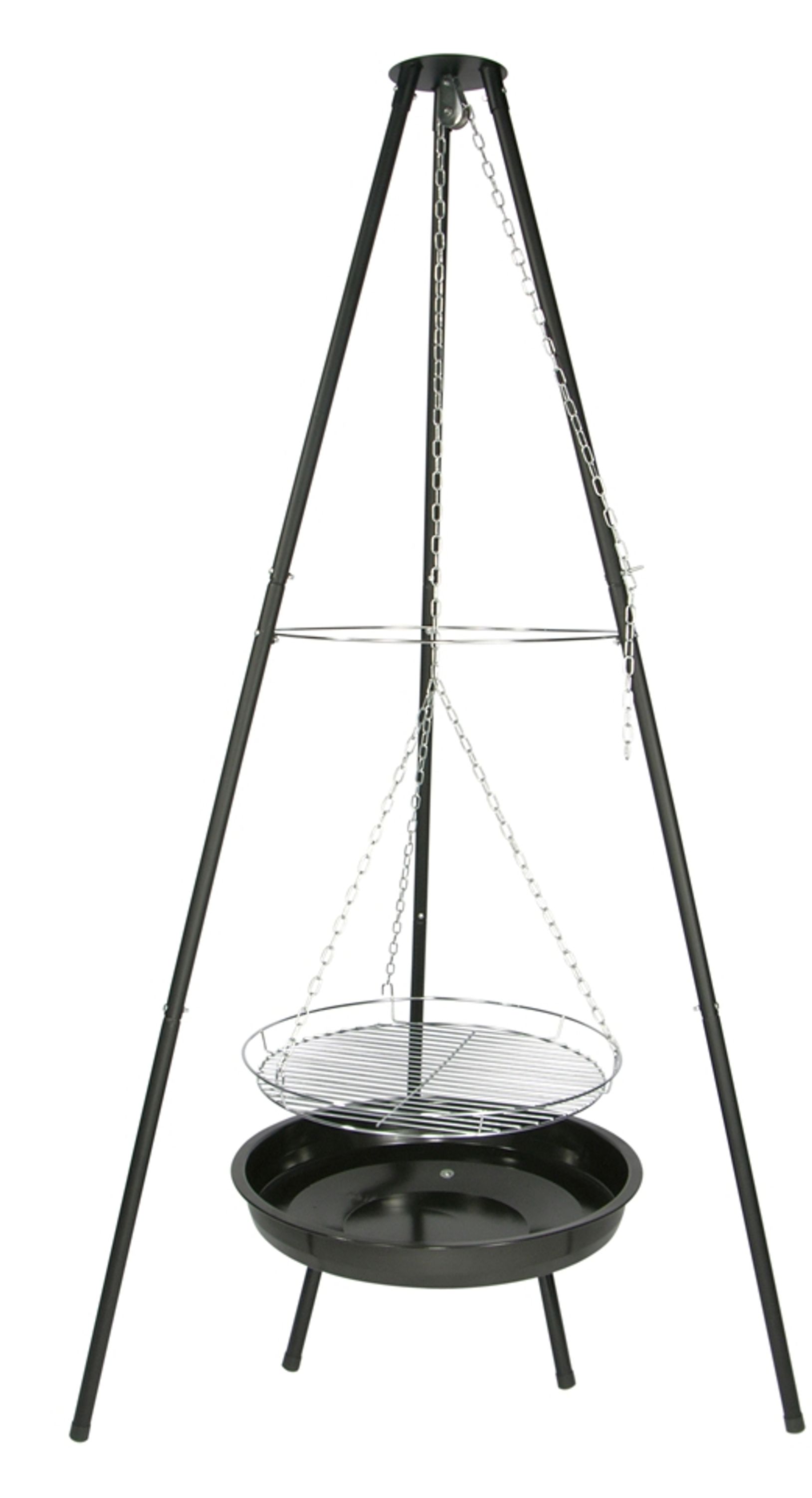 GL&Uuml;HZONE HKG 200 - Schwenkgrill mit Feuerschale - Dreibein Schwenker Holzkohlegrill - f&uuml;r Camping und Garten - schwarz 