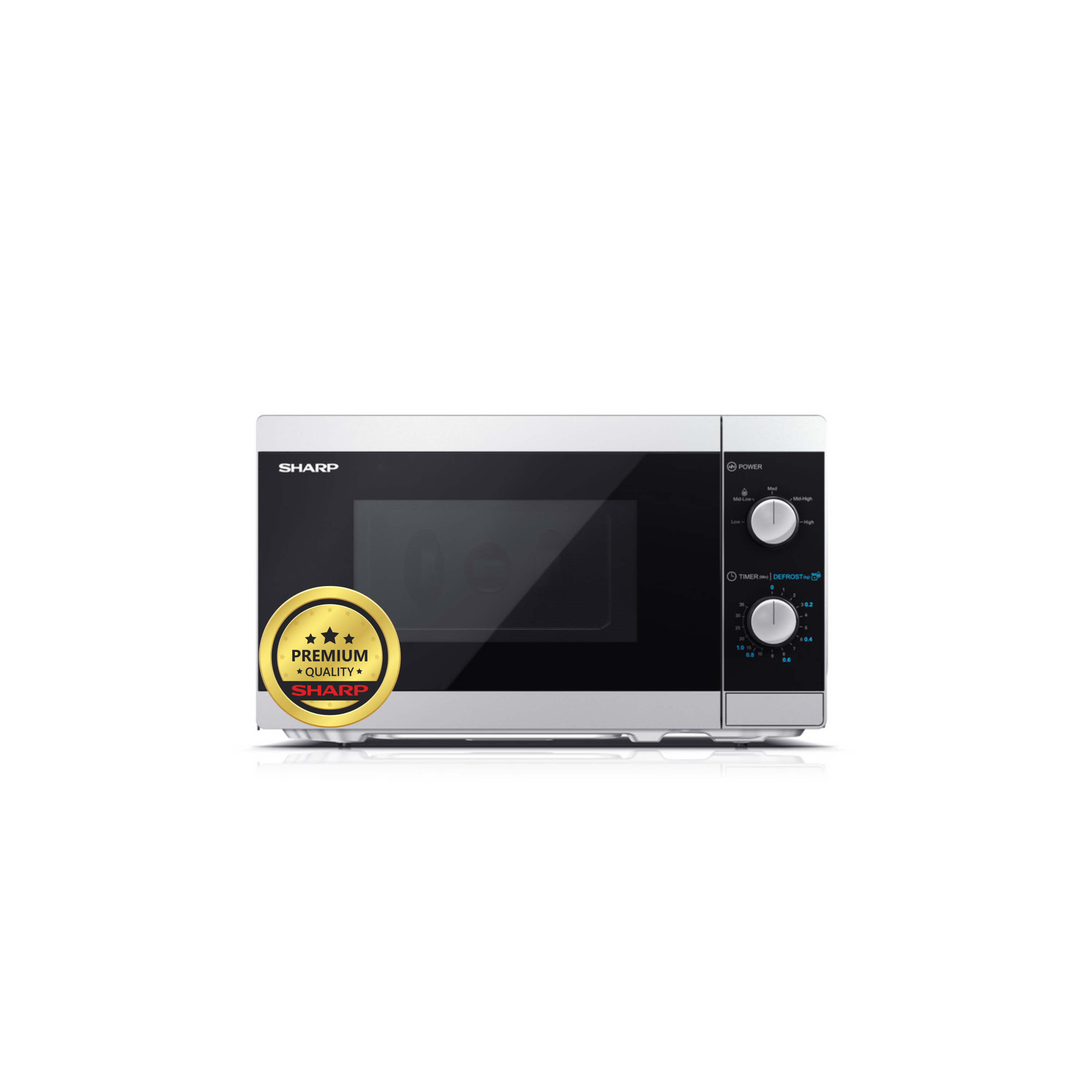 SHARP YC-MS01E-S &ndash; 20 Liter Mikrowelle (manuell steuerbar, 800W Mikrowelle mit Drehregler, 5 Leistungsstufen) - silber 