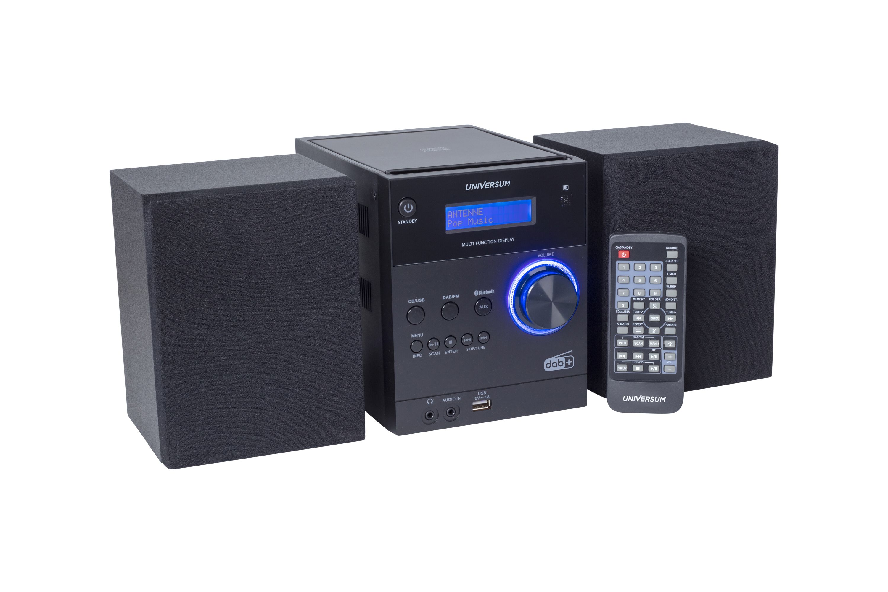 UNIVERSUM MS 300 - Kompakt Stereoanlage mit CD und Bluetooth - DAB+ & UKW Radio, AUX IN & USB - Fernbedienung - Schwarz 