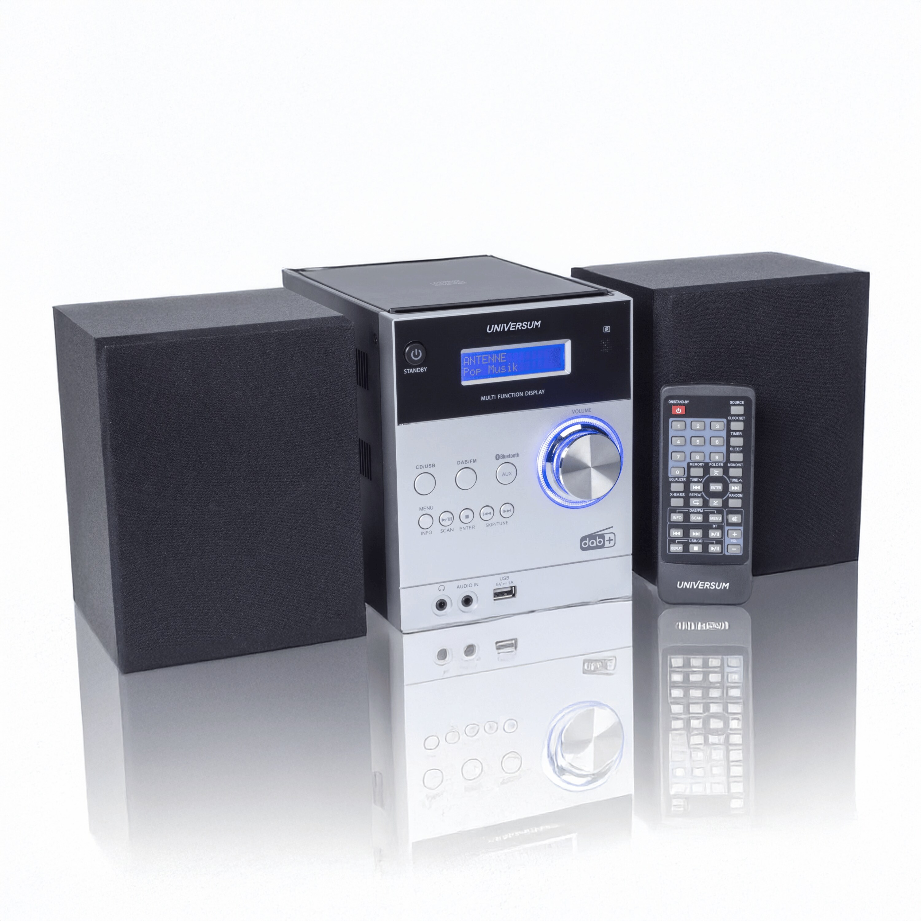 UNIVERSUM MS 300 - Kompakt Stereoanlage mit CD und Bluetooth - DAB+ & UKW Radio, AUX IN & USB - Fernbedienung - Silber 