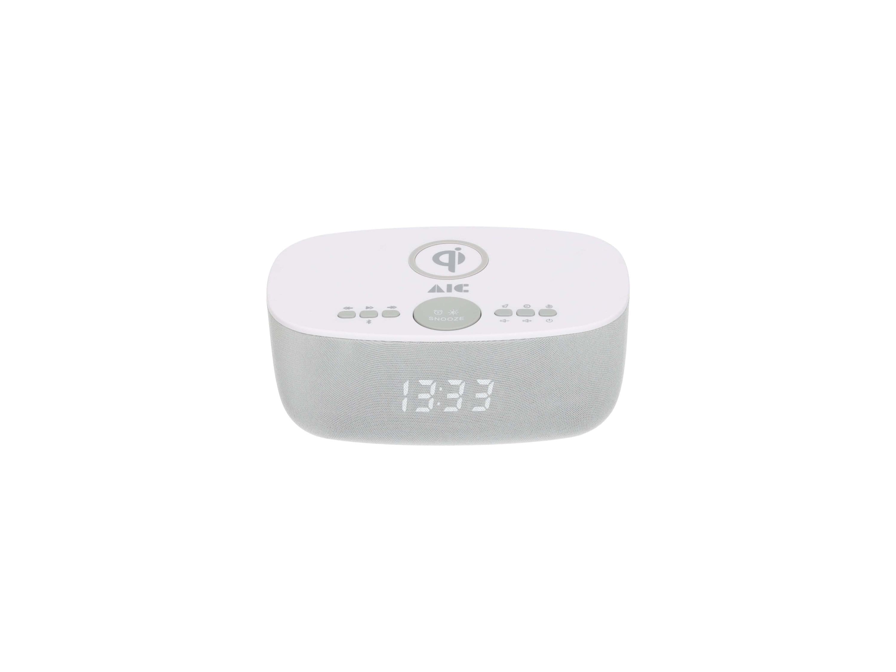 AIC-28-BT Uhrenradio Bluetooth, Qi 10W kabellos laden, UKW 10 Senderspeicher, Dual-Alarm, USB-C, dimmbar Wei&szlig; 