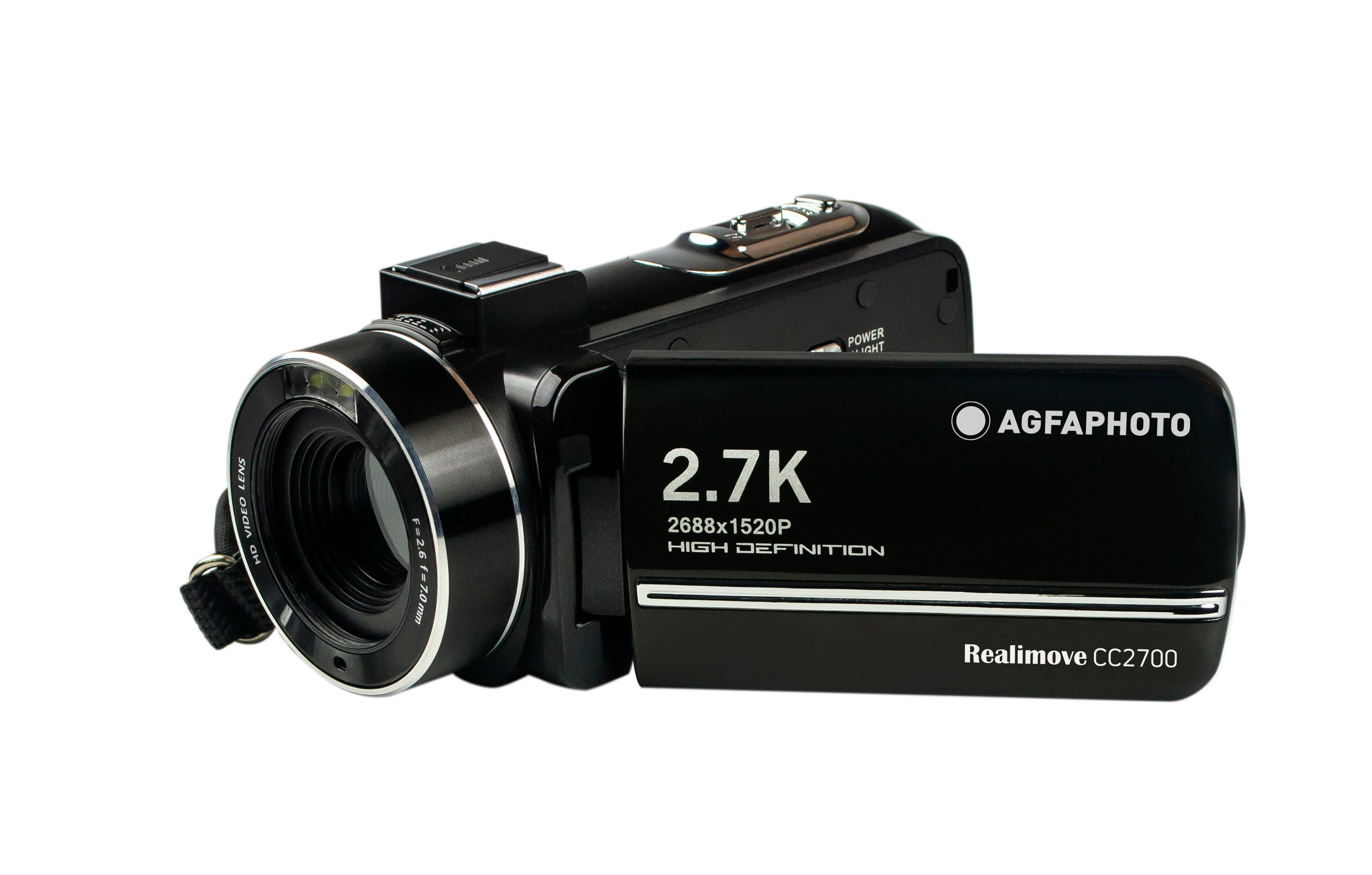 AGFA Photo Realimove CC2700 Camcorder - 2.7K Video, 24MP Fotos, 3.0'' IPS Touchscreen, 18X Digitalzoom, LED Licht, Fernbedienung, Lithium Batterie 