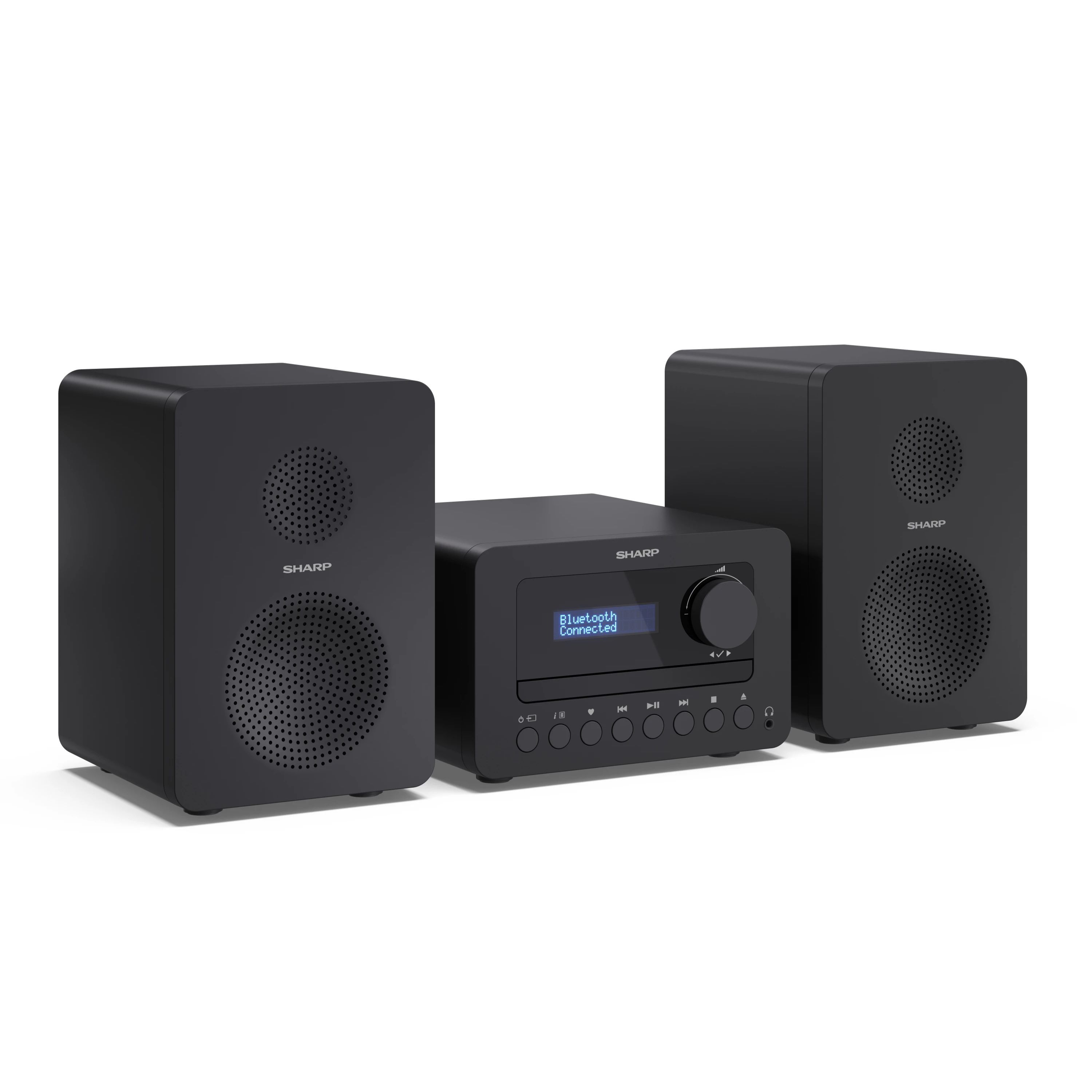SHARP XL-B520D &ndash; Hi-Fi Microsystem mit DAB+/FM, Bluetooth, CD-Player & USB &ndash; 2-Wege-Holzlautsprecher, 40W, Doppelwecker 