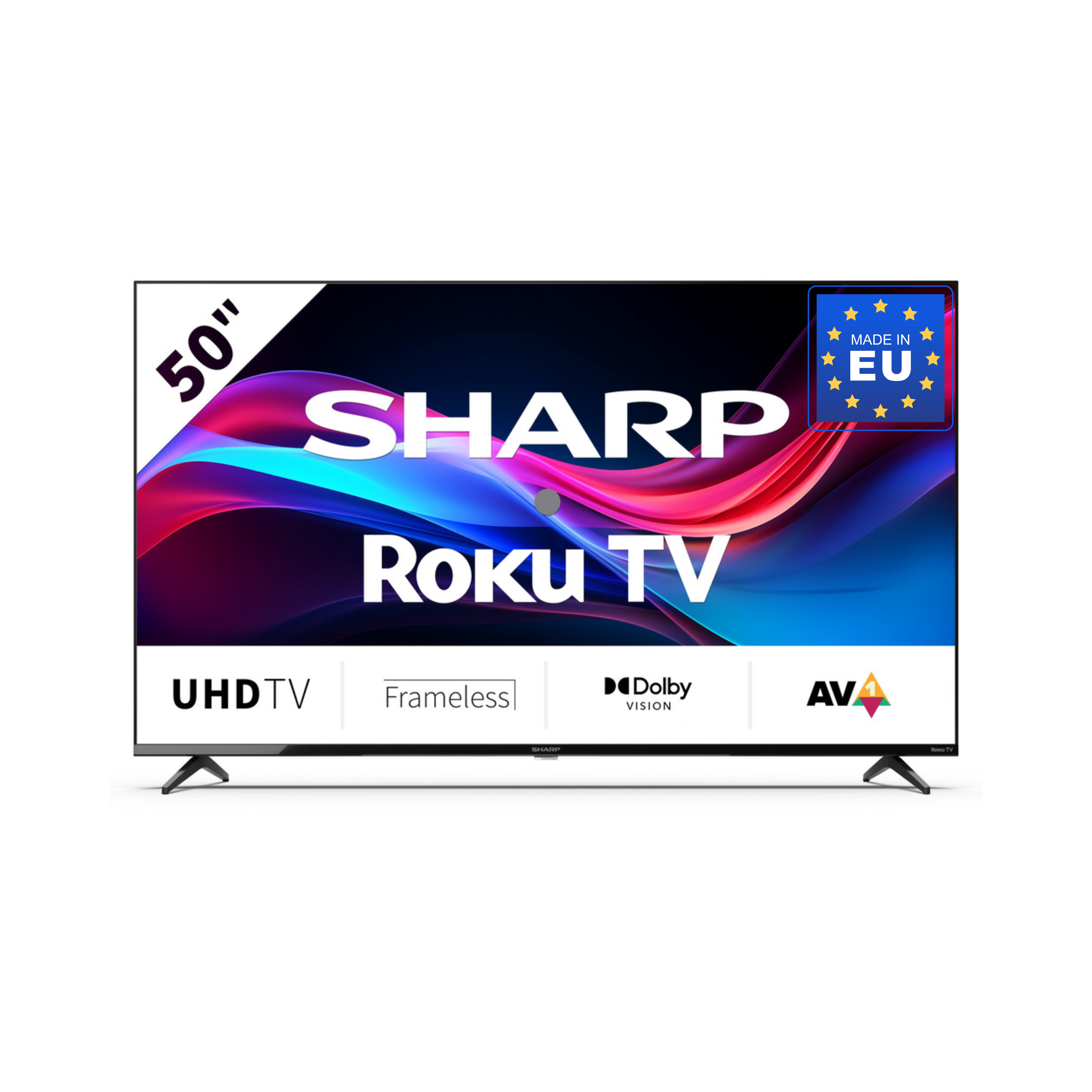 SHARP 50GJ4225E - 50 Zoll Fernseher (126 cm) 4K Ultra HD Roku TV - Streaming LED Smart TV (HDR10, HDMI, Receiver, WLAN) 
