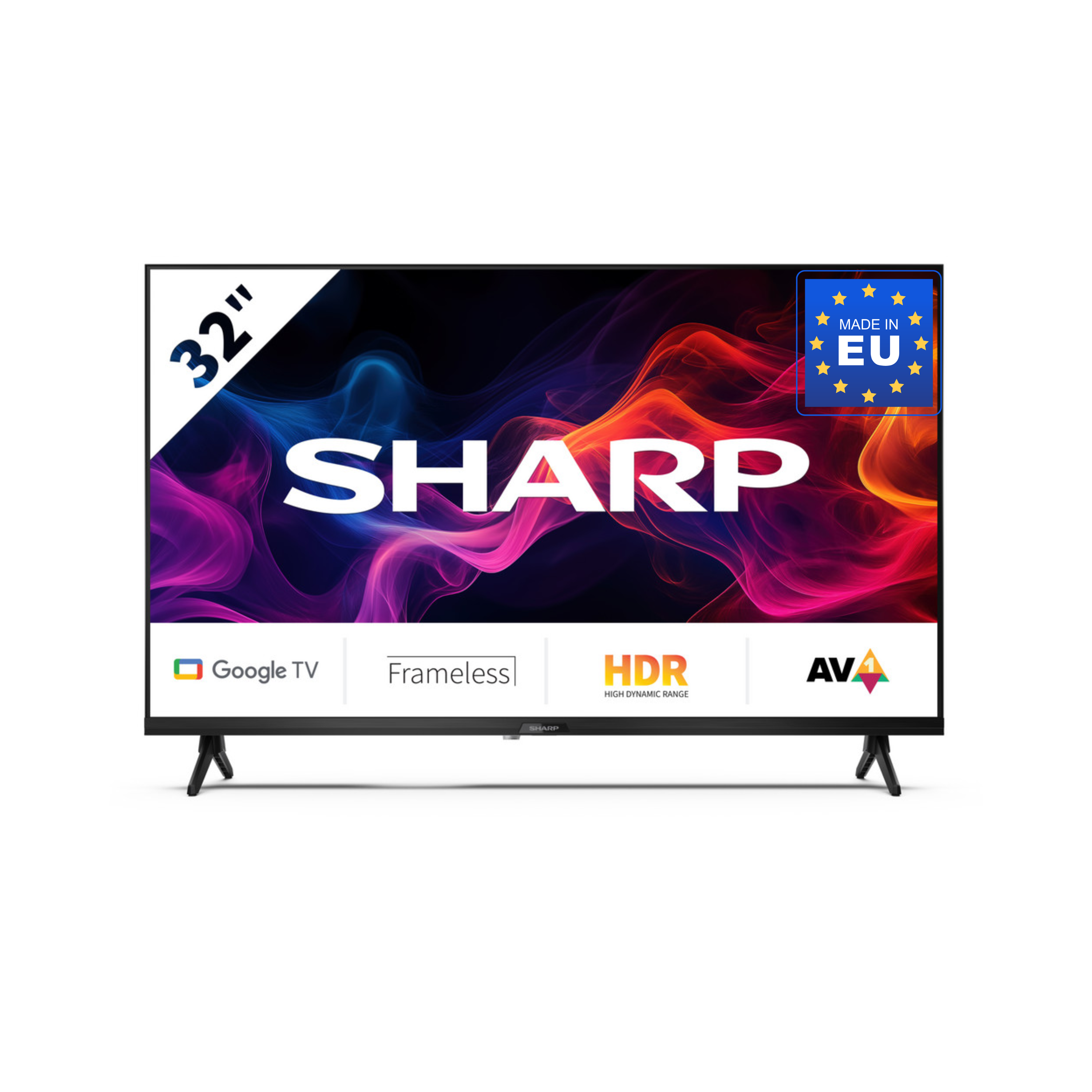 SHARP 32GF2265E - 32 Zoll Fernseher (80 cm) HD Ready Google TV - LED Smart TV (HDMI ARC, HDR10, Receiver, Bluetooth) 