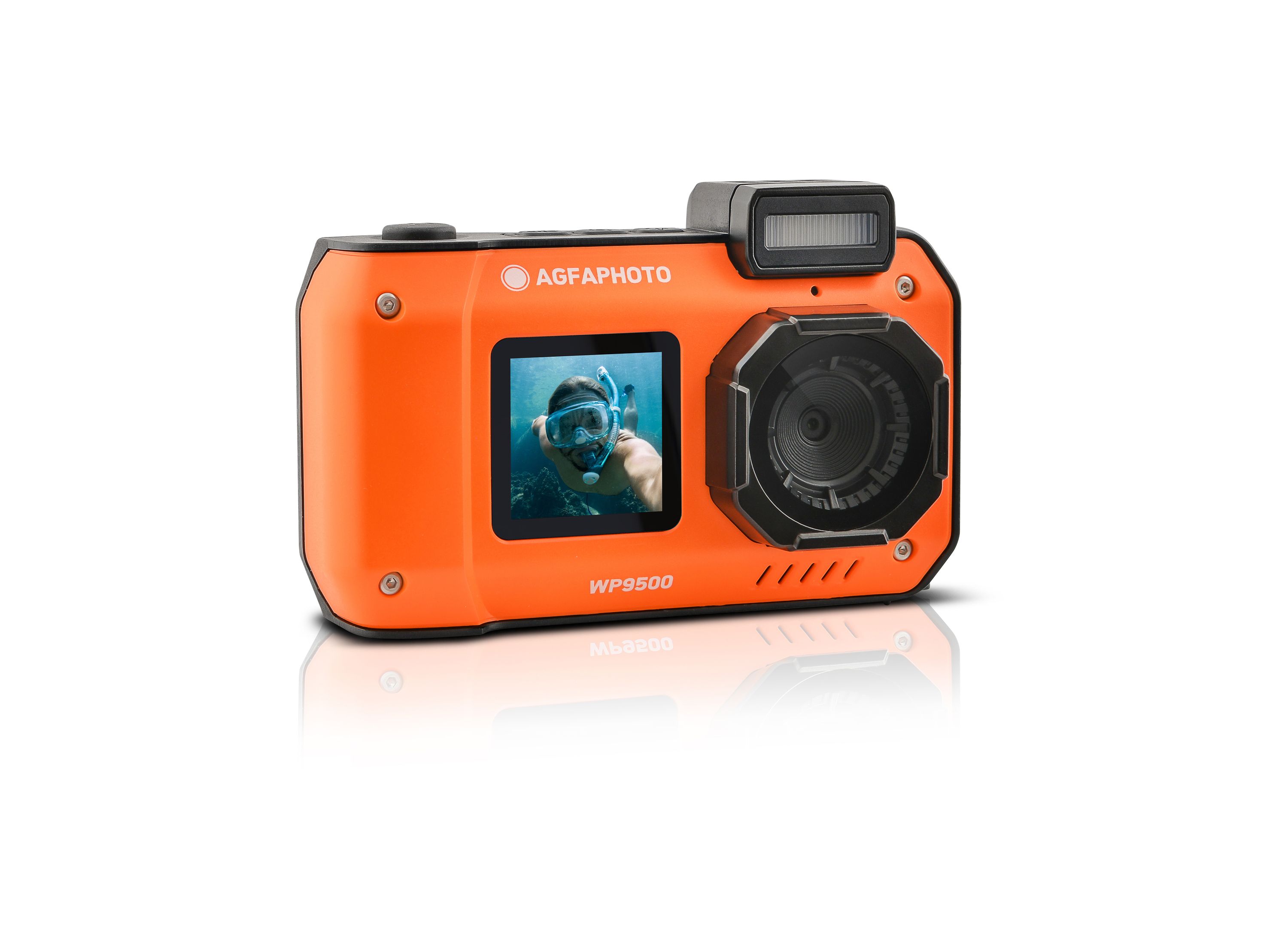 AgfaPhoto Realishot WP9500 &ndash; Wasserdichte Digitalkamera Orange - 24 MP, 18X Digitalzoom, 4K Videoaufnahme 