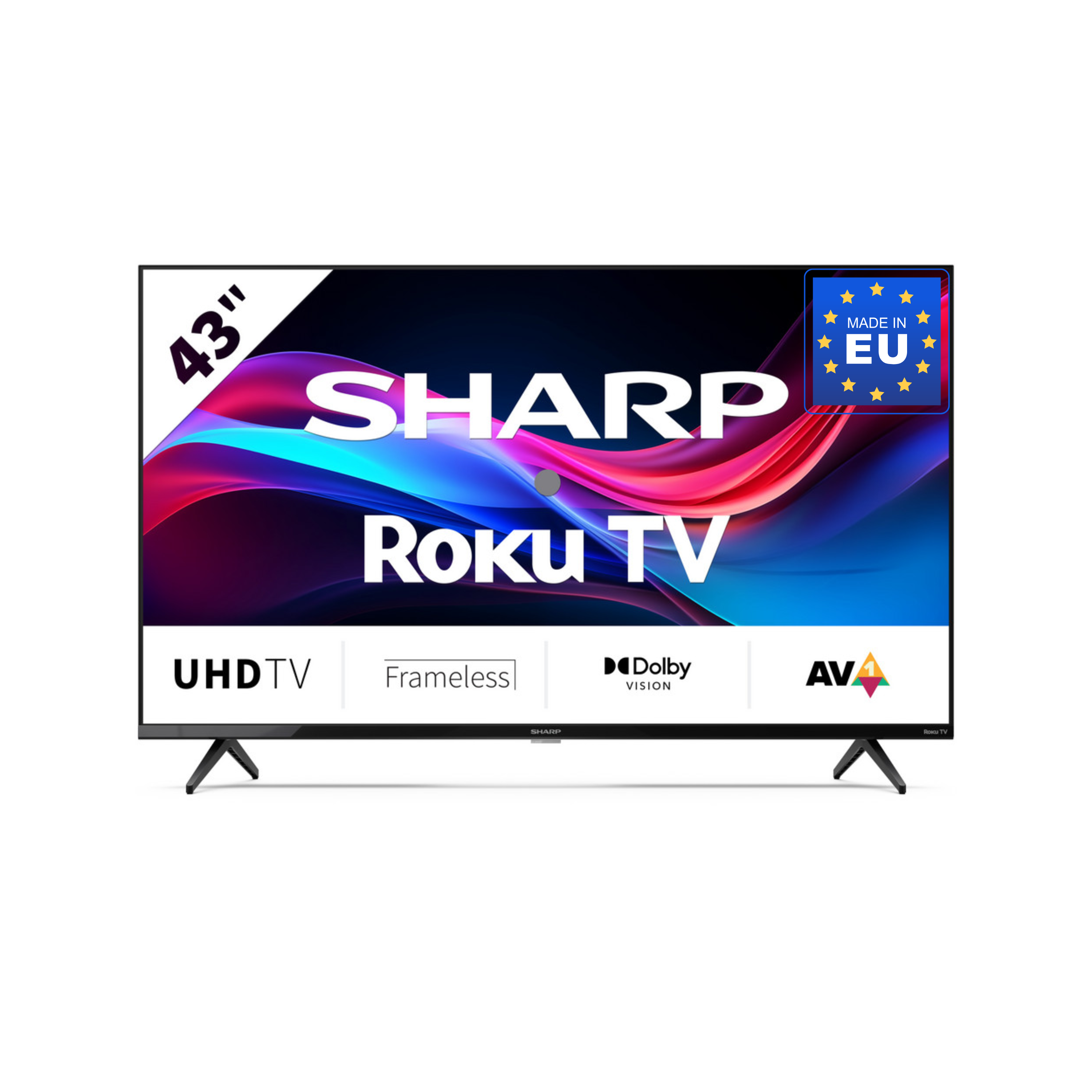 SHARP 43GJ4225E - 43 Zoll Fernseher (108 cm) 4K Ultra HD Roku TV - Streaming LED Smart TV (HDR10, HDMI, Receiver, WLAN) 