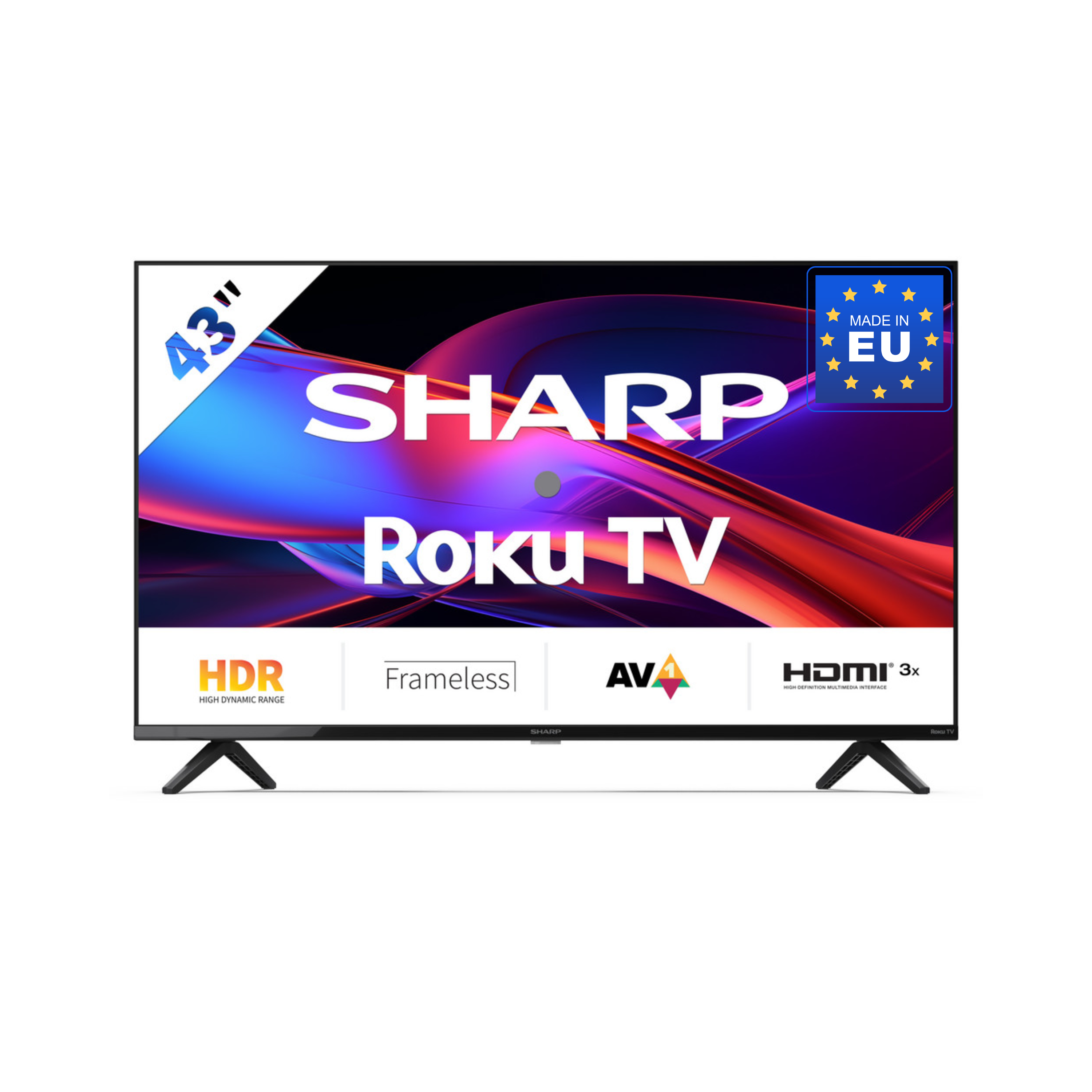 SHARP 43GD2225E &ndash; 43 Zoll Fernseher (108 cm) Full HD Roku TV&ndash; HDR10, Dreifach-Tuner DVB-T2/C/S2, 3x HDMI, USB, WLAN 