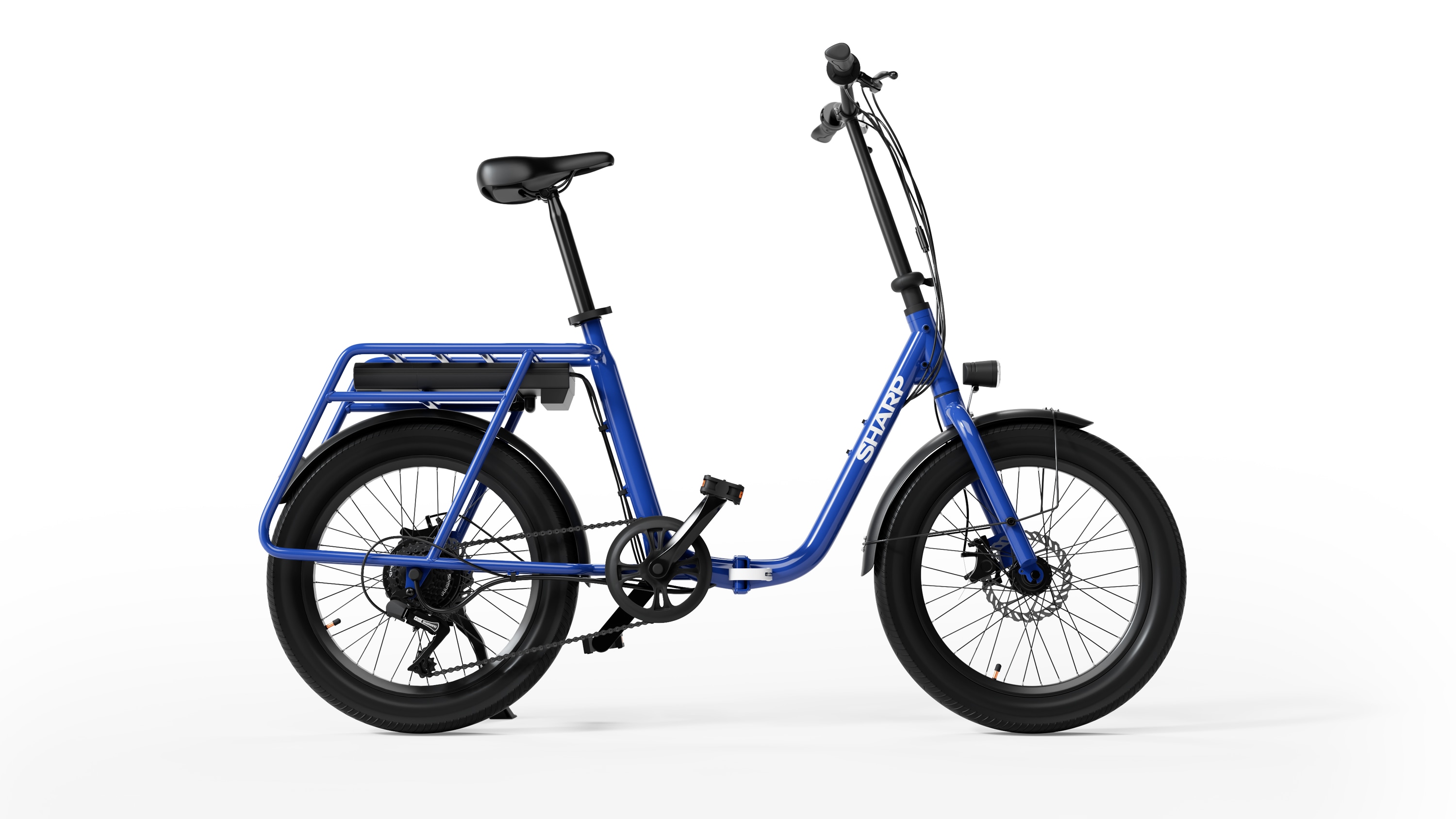 SHARP BD03EBL - faltbares e-Bike - 20 Zoll Klapprad (250W, 10,4 Ah Batterie, 7-Gang, 25km/h, bis zu 40km) - blau 