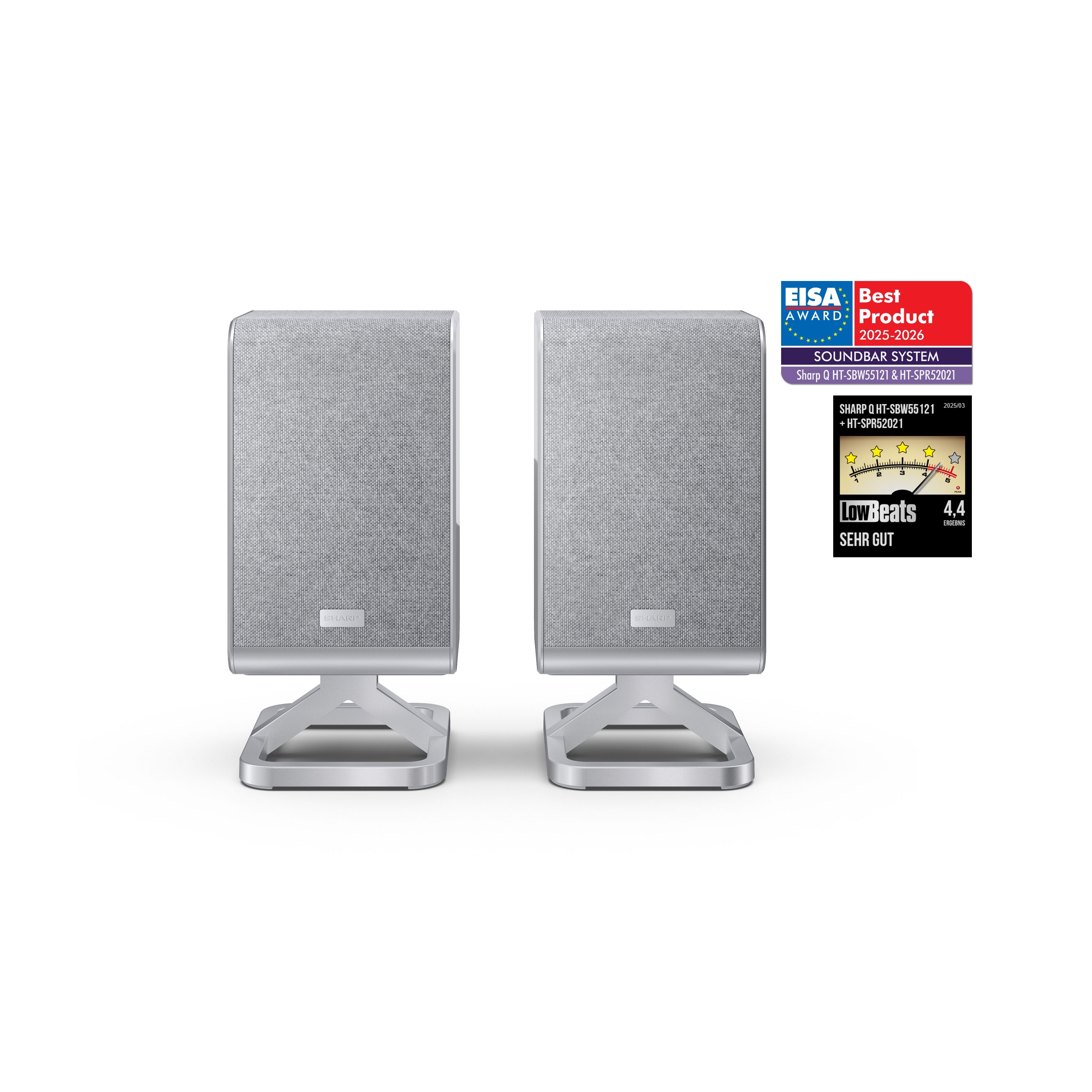 Sharp HT-SPR52021 2.0.2 Dolby Atmos Rear-Lautsprecher kabellos 200 W, kompatibel mit HT-SBW53121 & HT-SBW55121 