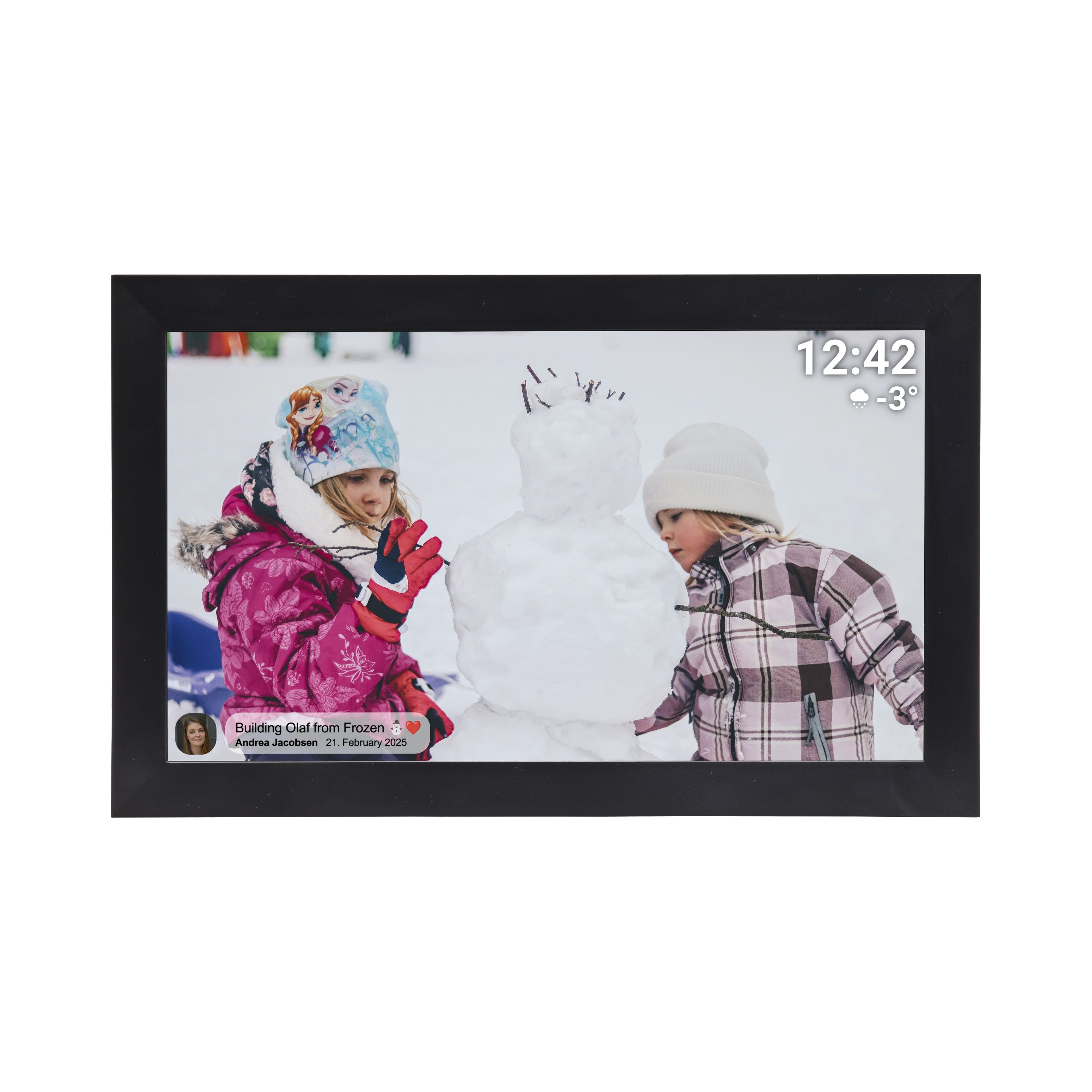 Denver PFF-1504B Digitaler 15,4" WLAN Bilderrahmen mit Full HD Touchscreen und App Steuerung 