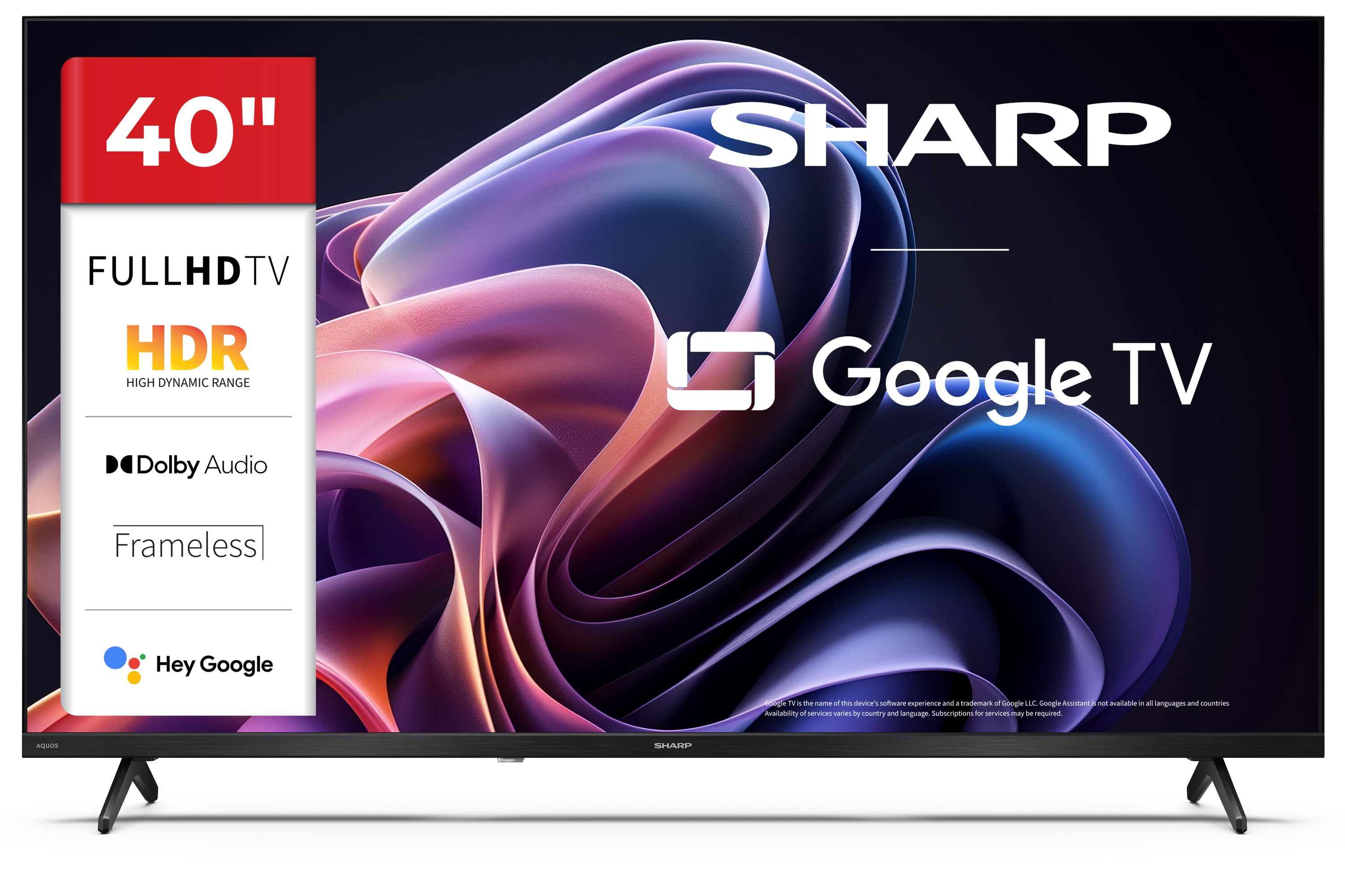 Sharp 40HF2265E 40 Zoll Fernseher Full HD Google TV LED Smart TV mit HDR10 Triple Tuner DVB-T2/C/S2 Bluetooth 