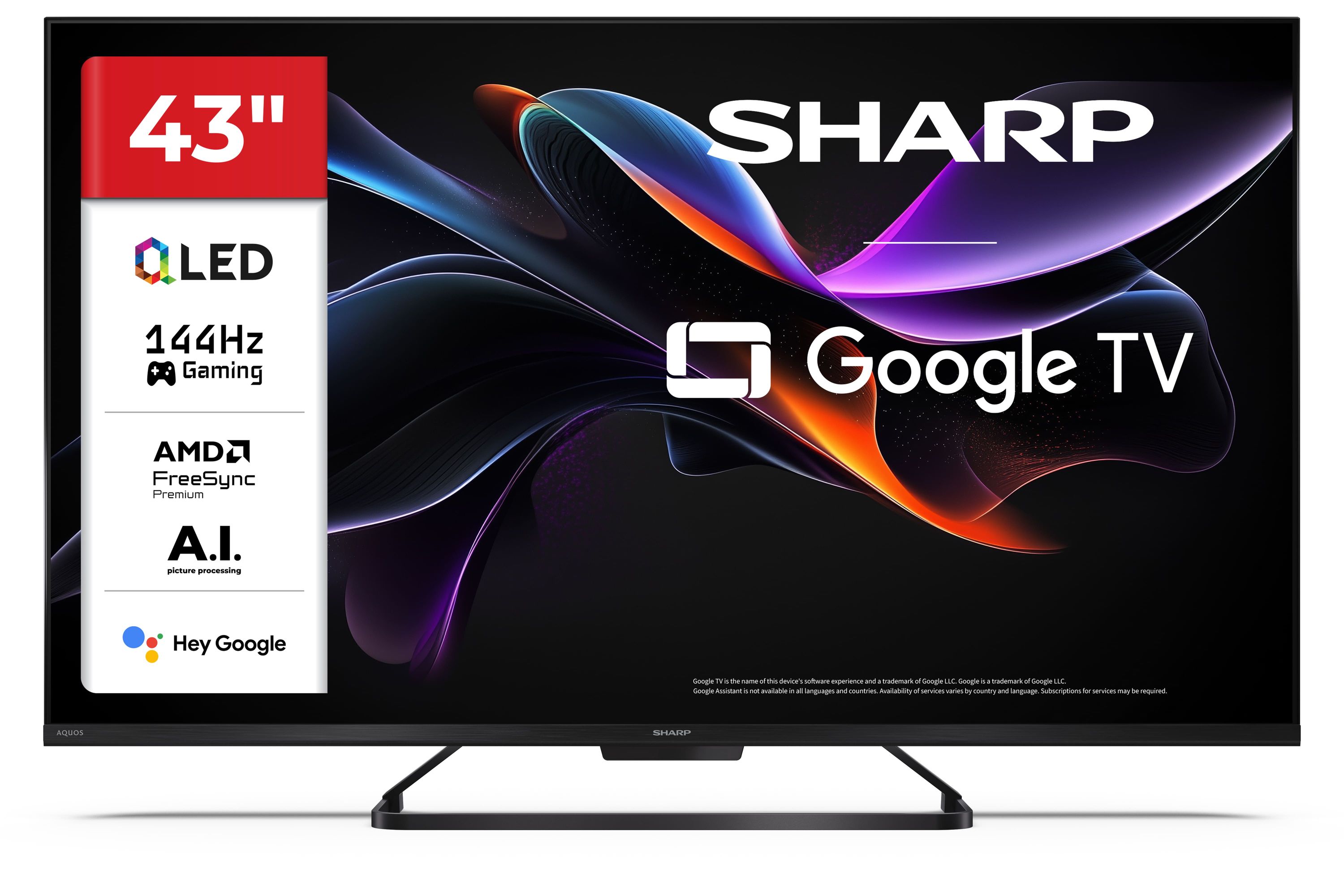 Sharp 43HR7265E 43 Zoll 4K QLED 144Hz Gaming Fernseher Google TV Dolby Vision VRR HDMI 2.1 