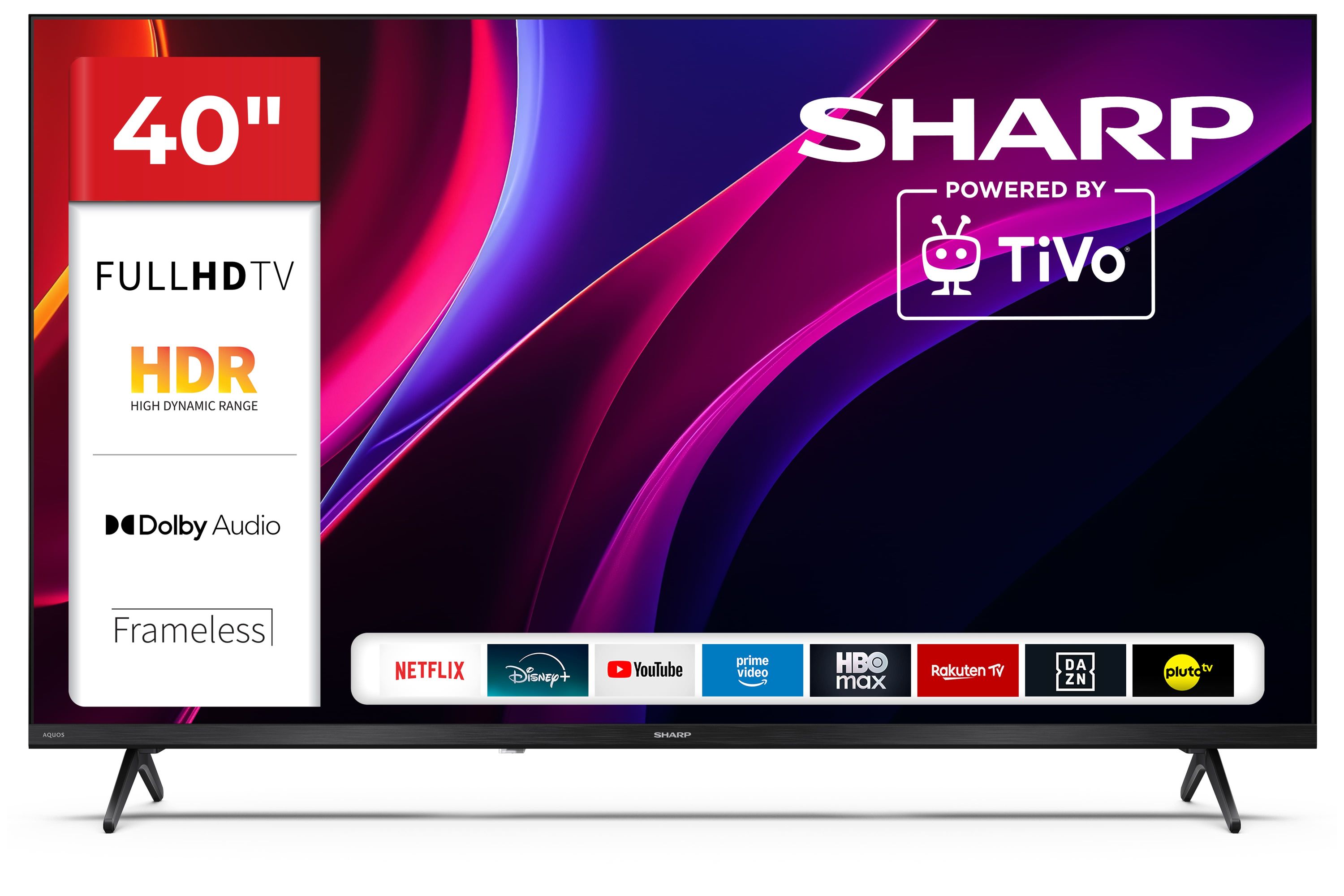 Sharp 40HE2245E 40 Zoll Full HD LED Fernseher TiVo Smart TV HDR10 Triple Tuner HDMI ARC Frameless 