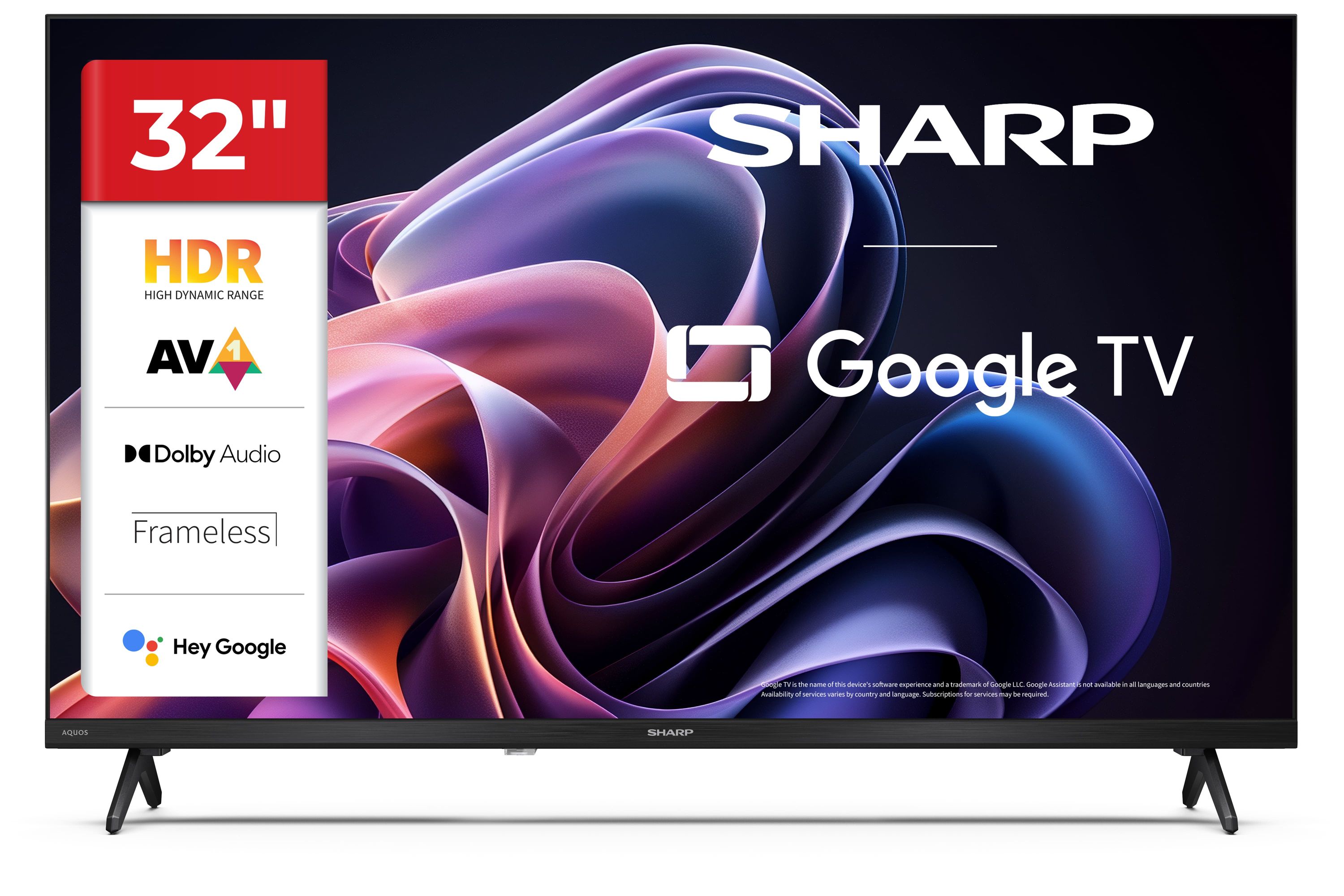 Sharp 32HF2265E 32 Zoll HD Ready LED Fernseher Google TV Bluetooth Chromecast Triple Tuner Frameless 