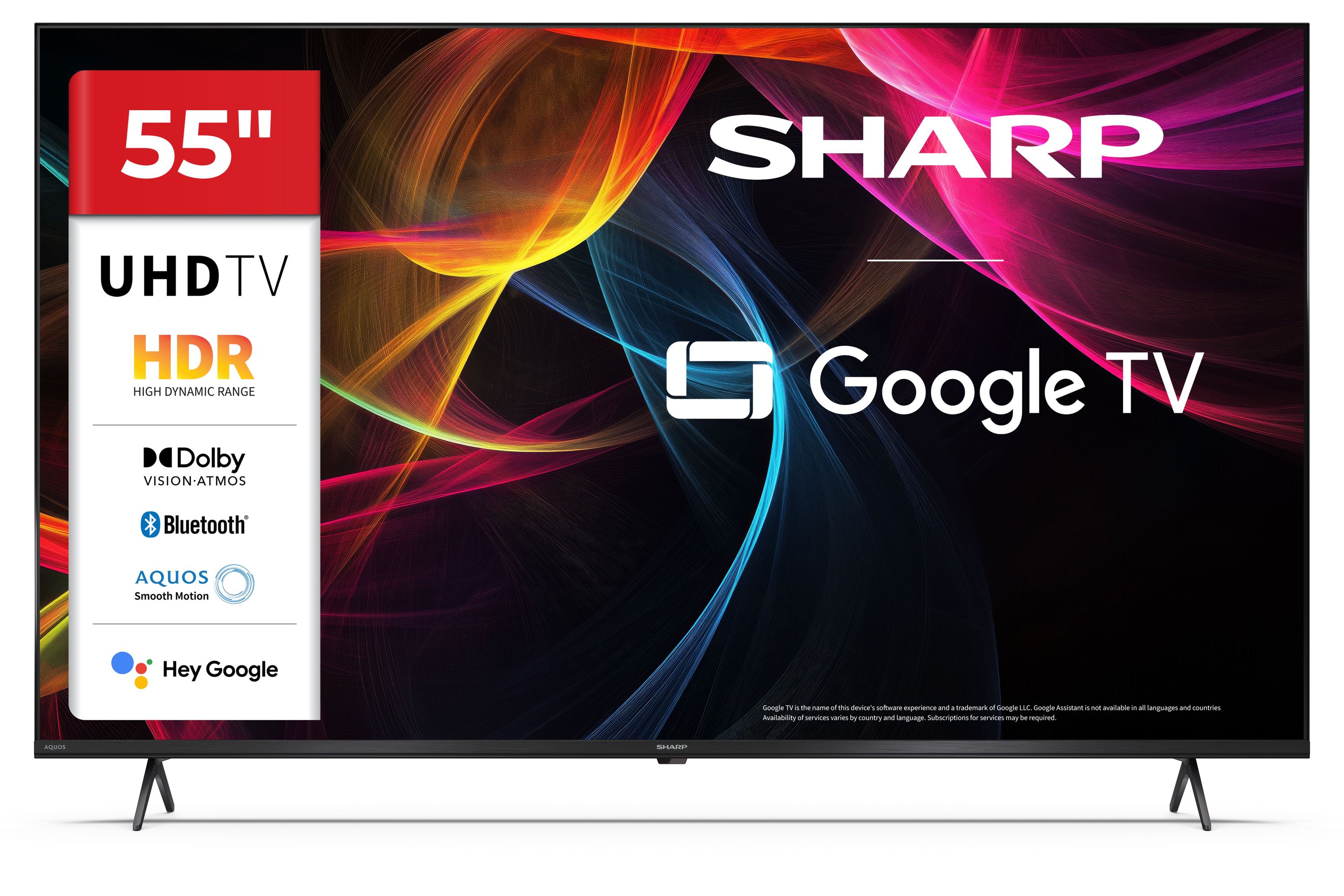 Sharp 55 Zoll LED Fernseher 4K Ultra HD Google TV Dolby Vision Atmos Frameless Design 