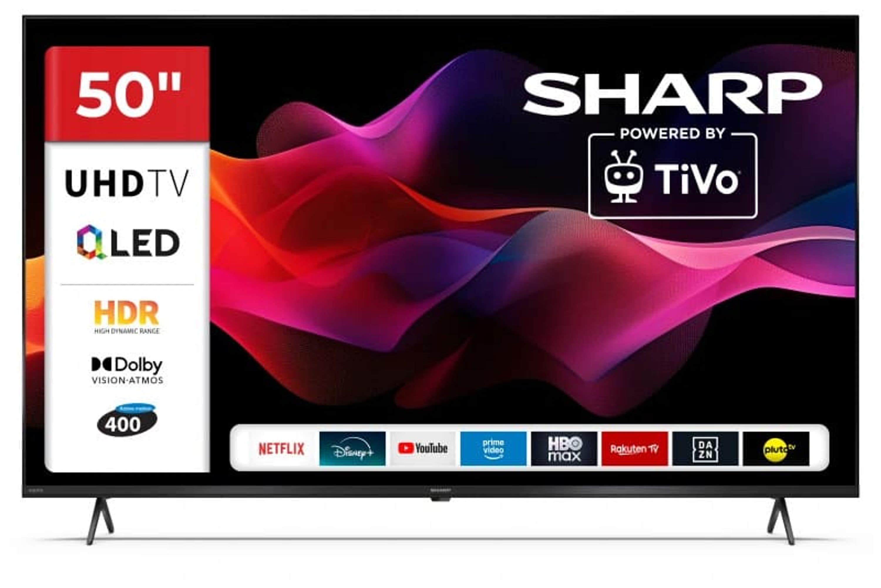 Sharp 50 Zoll QLED Fernseher 4K Ultra HD TiVo Smart TV Dolby Vision Atmos Frameless 