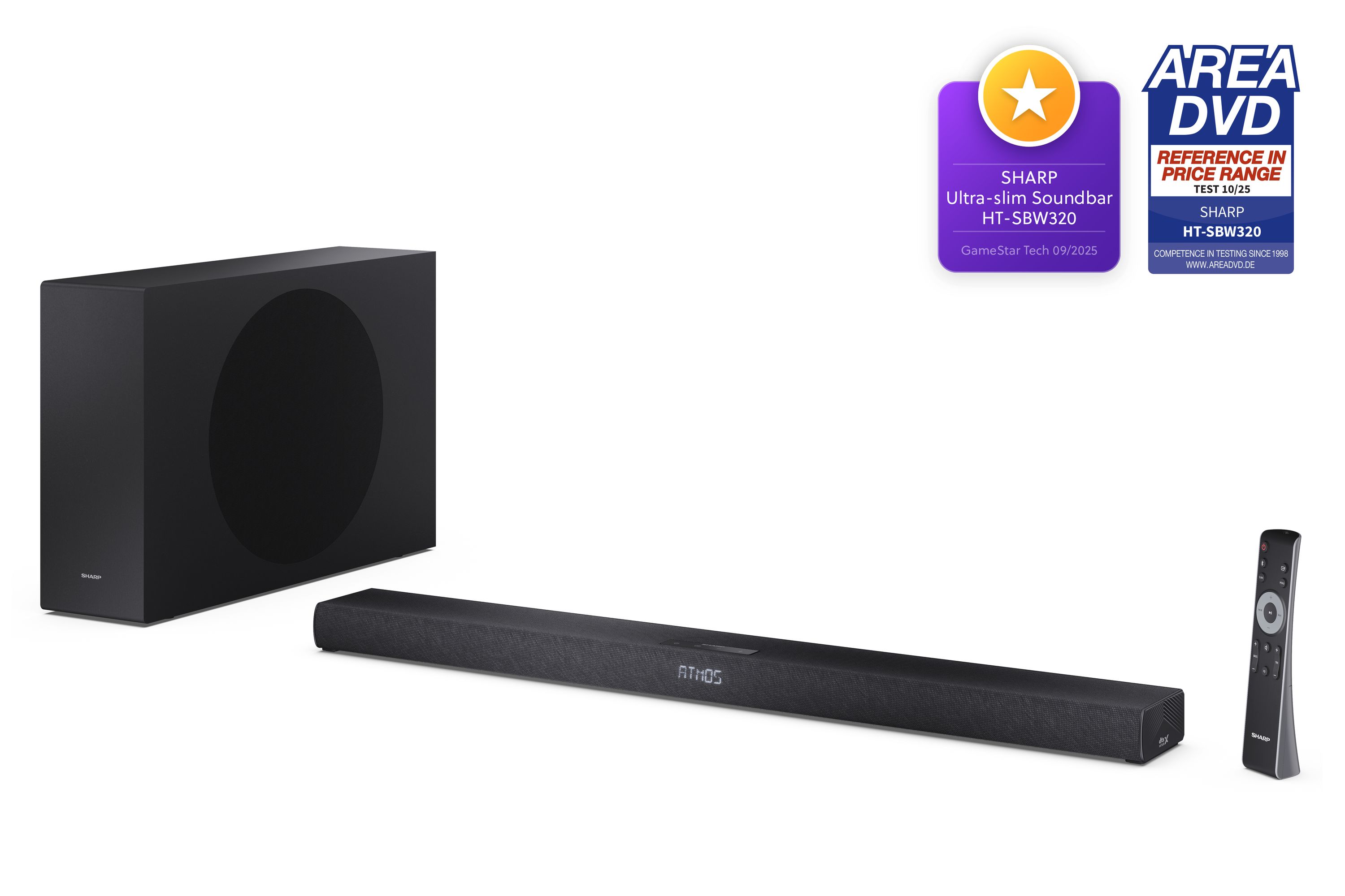 2.1 Soundbar 360 Watt Wireless Subwoofer Bluetooth 5.3 HDMI - Sharp HT-SBW320 