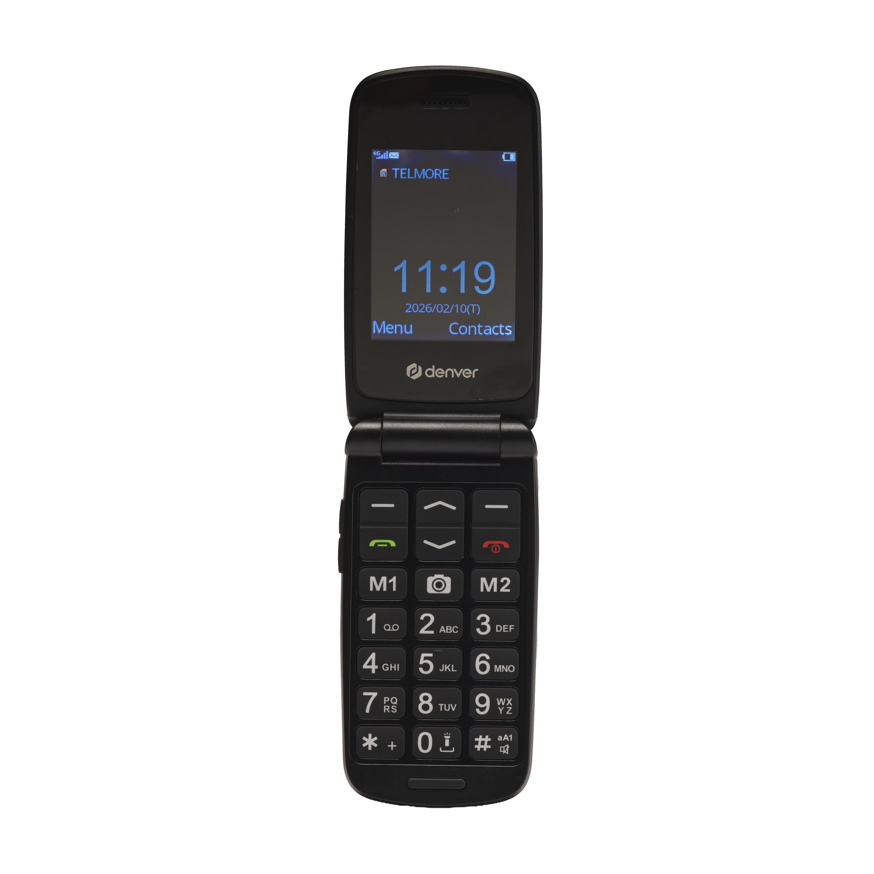 Denver BAS-24800L - 4G Seniorenhandy Klapphandy mit Ladestation SOS-Notruftaste gro&szlig;e Tasten ohne Vertrag VoLTE 