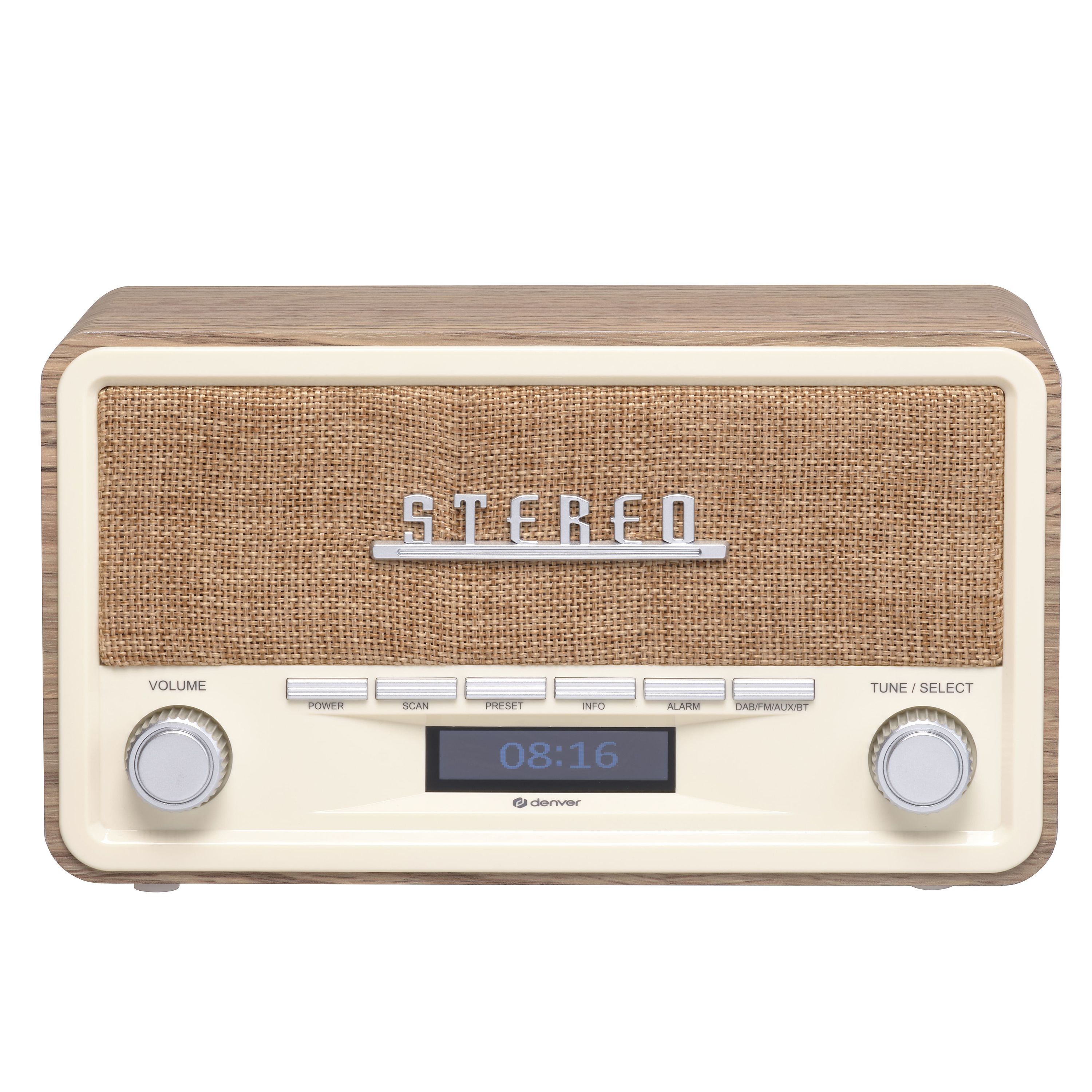 Denver DAB-18LW - DAB+ Retro Radio mit Bluetooth Digitalradio FM/RDS Radiowecker Echtholzgeh&auml;use Stereo 