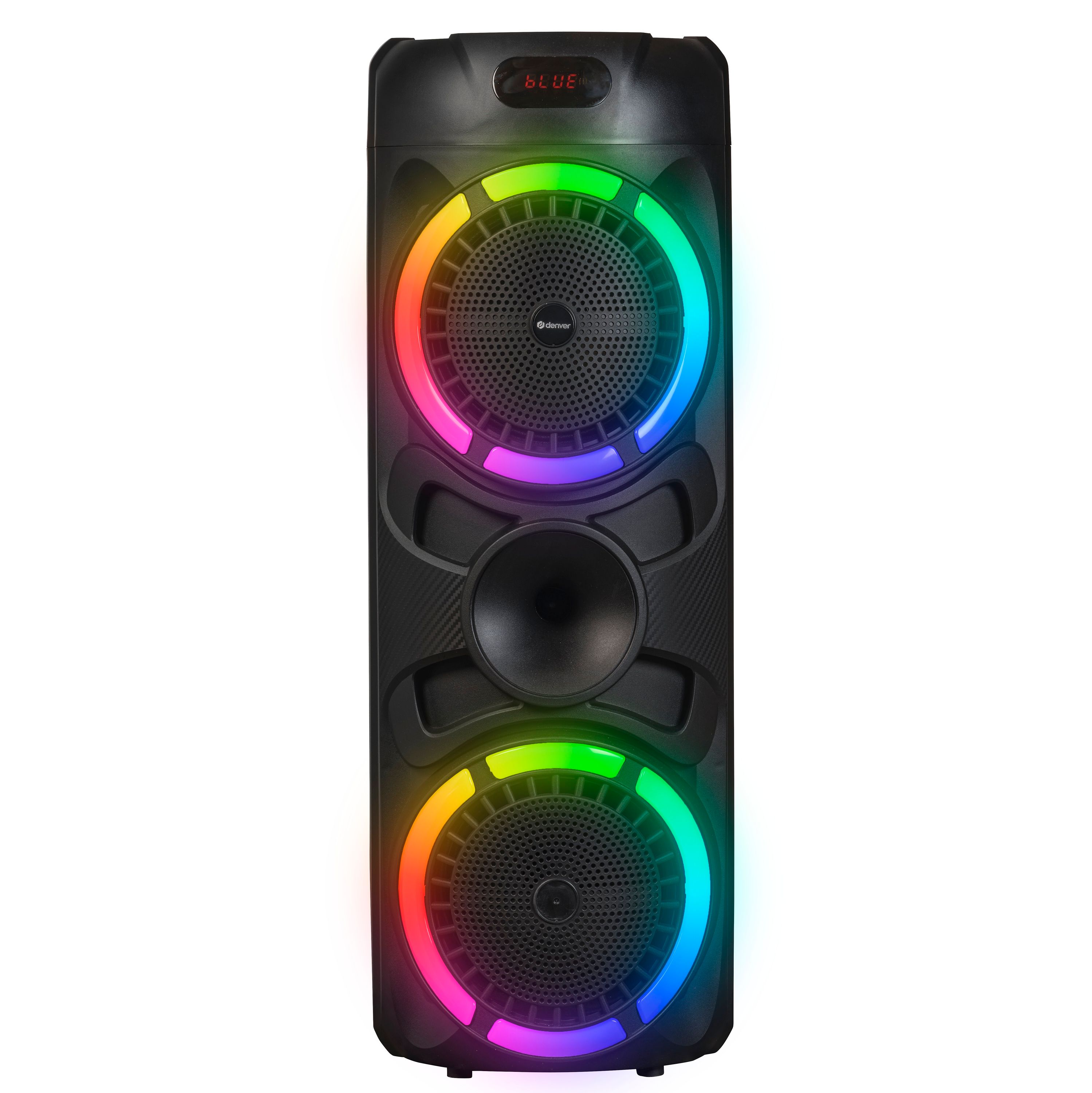 Denver BPS-459 - Bluetooth Party Lautsprecher 2x200W mit LED Lichteffekte Kabelloses Mikrofon TWS 3600mAh Akku 