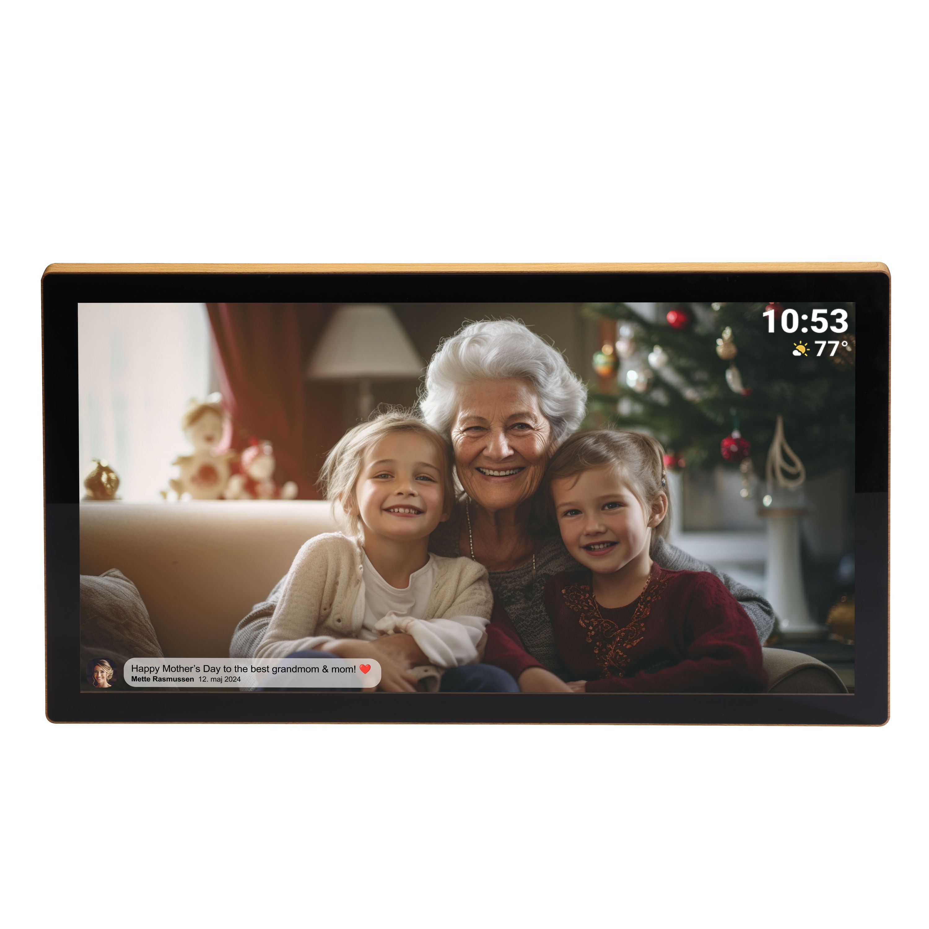 Denver PFF-3251 - Digitaler Bilderrahmen 32 Zoll gro&szlig; mit WLAN und Frameo App, Touchscreen f&uuml;r die Wand, Holzoptik 