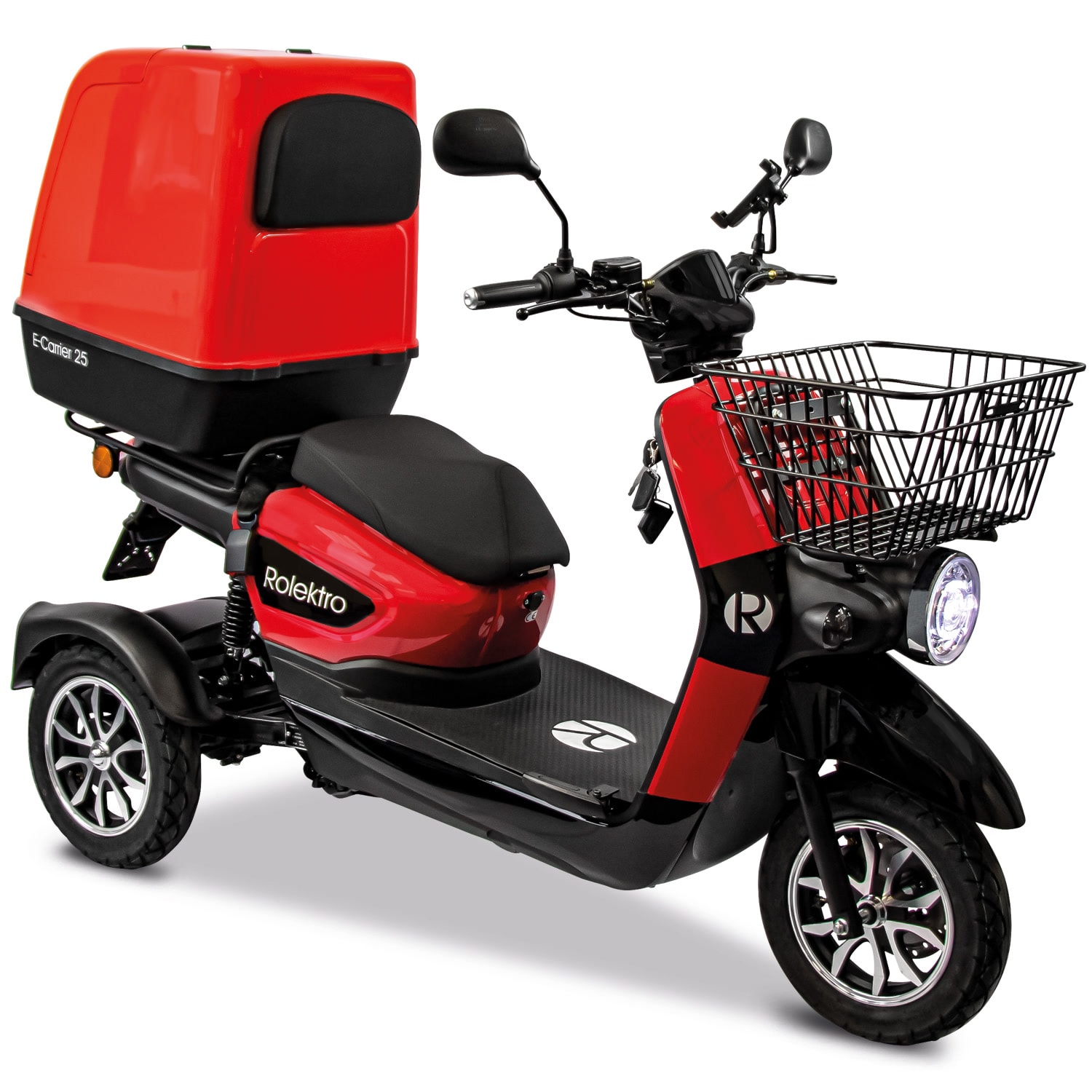 Rolektro, E-Carrier 25 V.3 Lithium, Rot, mit XXL-Koffer, 60V-32,5Ah Akku, 1000 Watt 