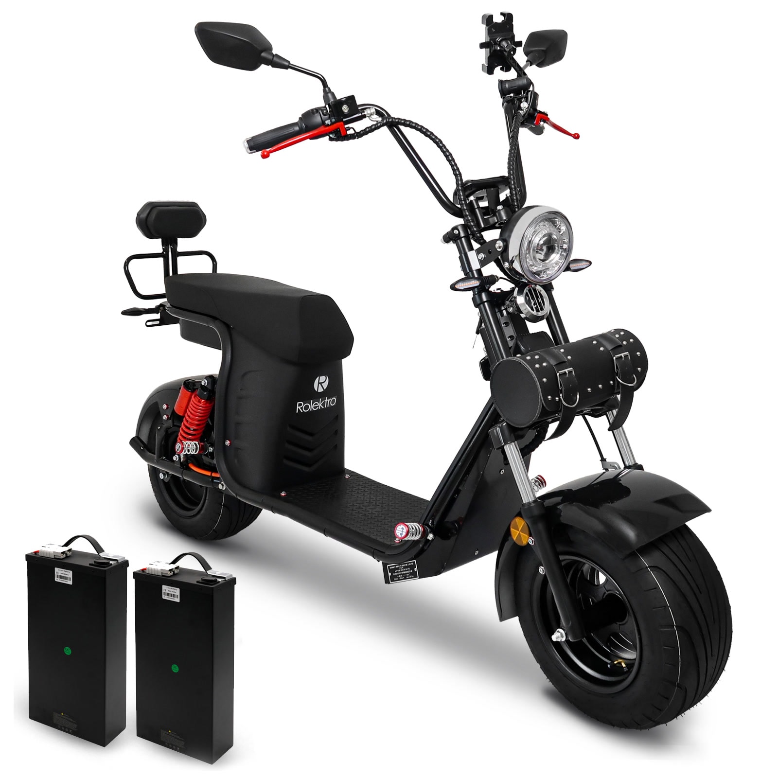 Rolektro, E-Chopper 45, Schwarz, 45 km/h, 2 x 60V-25,6Ah Lithium-Akku, 3000 Watt 