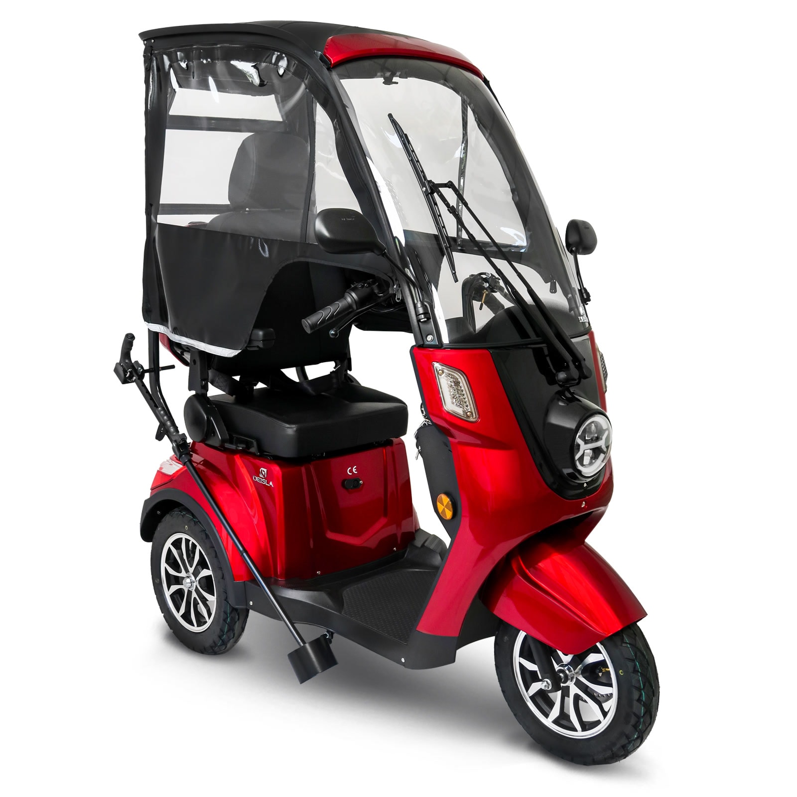 Deisla, Dreirad DS3-25, Rot 60V-30Ah Lithium-Akku, 1000 Watt, Dach, Wetterschutz, Heckkoffer 