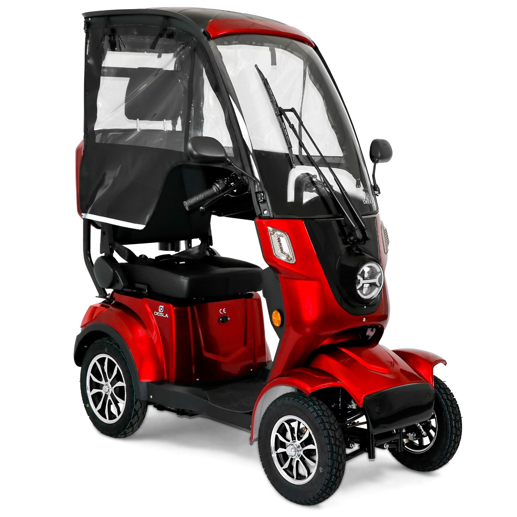 Deisla, Vierrad DS4-25, Rot 60V-30Ah Lithium-Akku, 1000 Watt, Dach, Wetterschutz, Heckkoffer