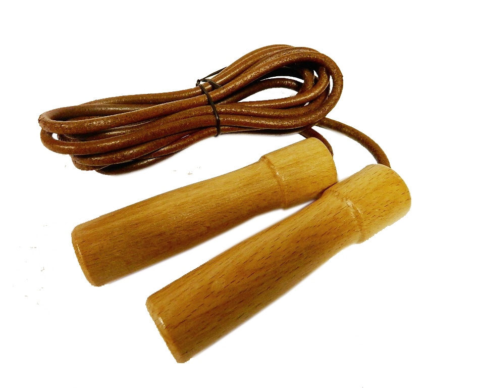 Best Sporting Springseil aus Leder mit Holzgriffen - f&uuml;r Ausdauertraining 