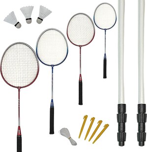 Best Sporting Federball Set Erwachsene und Kinder I Badminton Set bestehend aus Netz, 4 Schlägern, 3 Badmintonbällen und Tasche I Federball Set Kinder I Badminton Netz und Schläger für den Garten 
