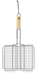 Best Sporting Grillkorb mit Holzgriff I 31 x 24 x 6 cm I verstellbar Grillgutwender rechteckig I Edelstahl mit langem Griff I Grillhalter I Gemüse Grillkorb I Grillkorb Edelstahl I Grillgitter… 