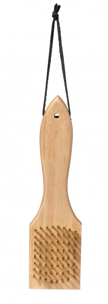 Best Sporting Grillb&uuml;rste mit Holzgriff, 23 cm, Messingborsten und Metallkratzer 