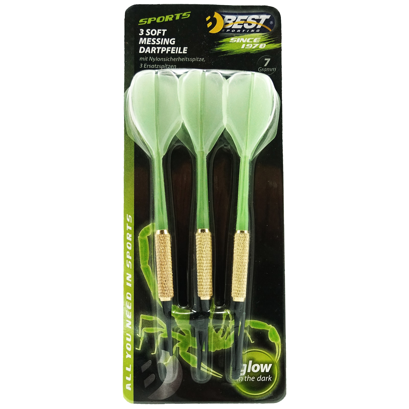 Safety Dartpfeile GLOW IN THE DARK, 7 g 